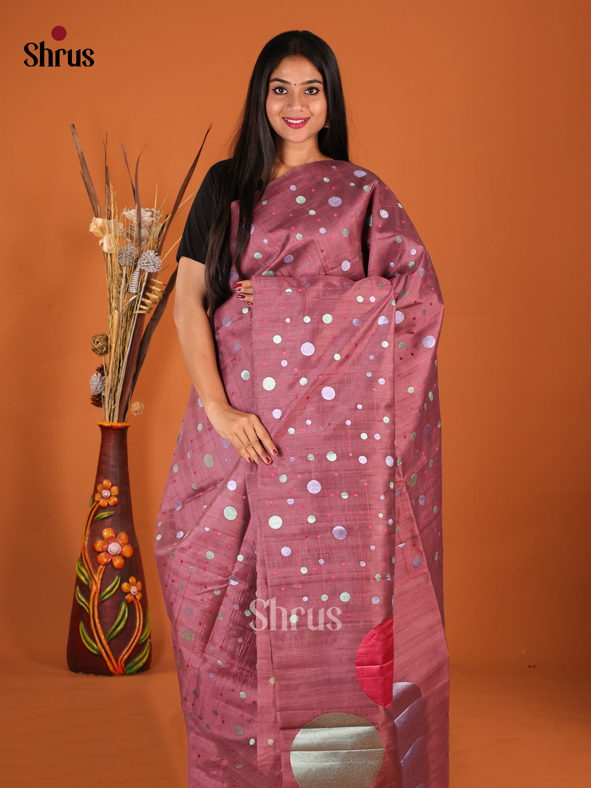Onion Peel - Semi Rawsilk Saree - Shop on Shrus.com
