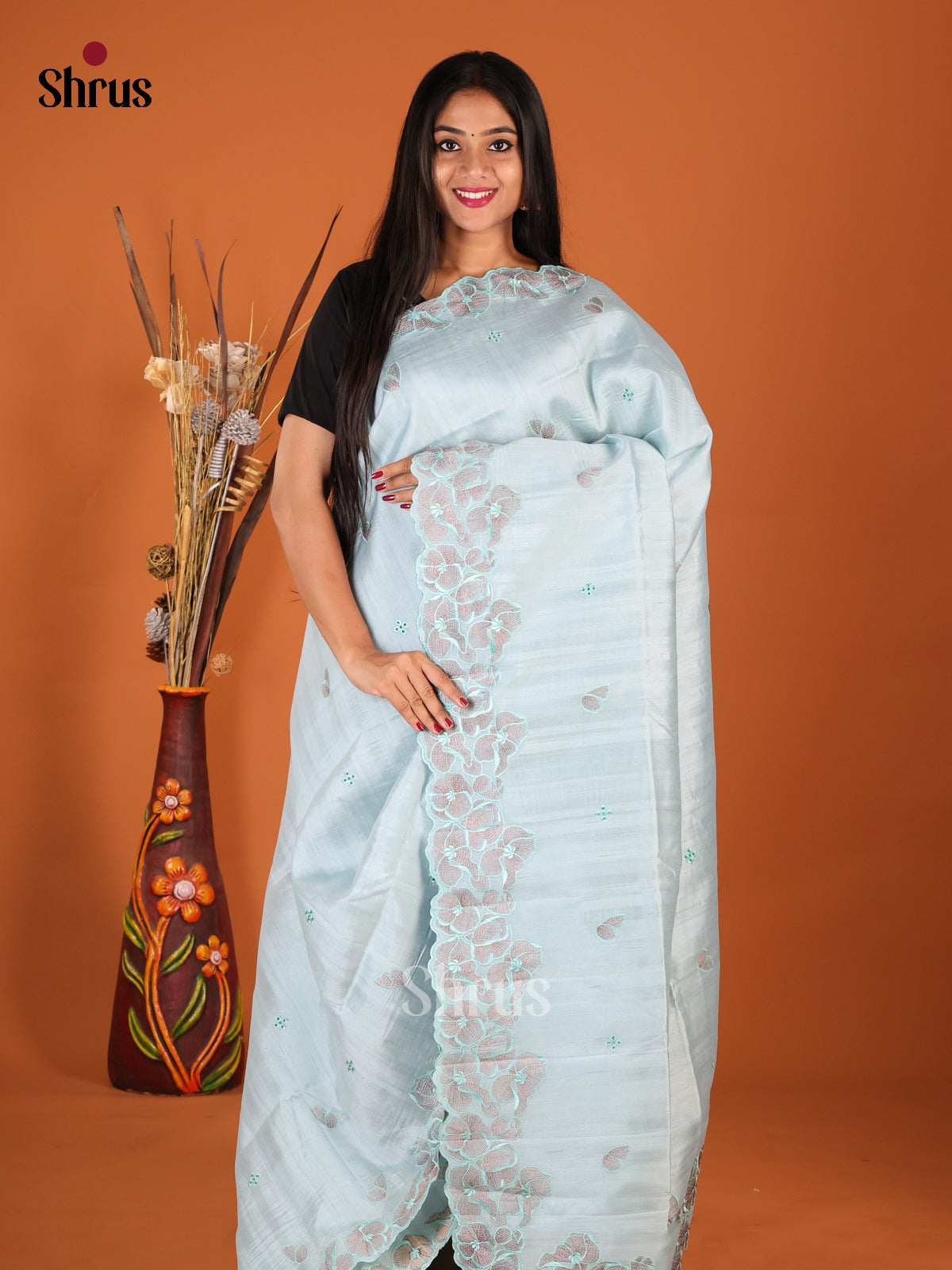 DHS23696 - Semi Rawsilk Saree - Shop on Shrus.com