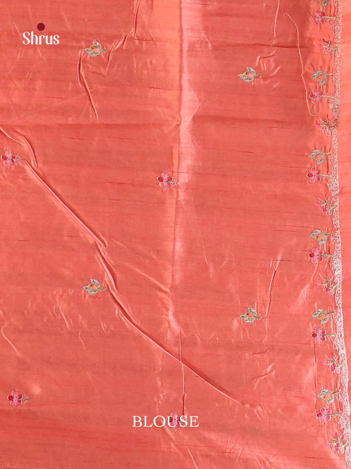 Peachish Pink - Semi Rawsilk Saree - Shop on Shrus.com