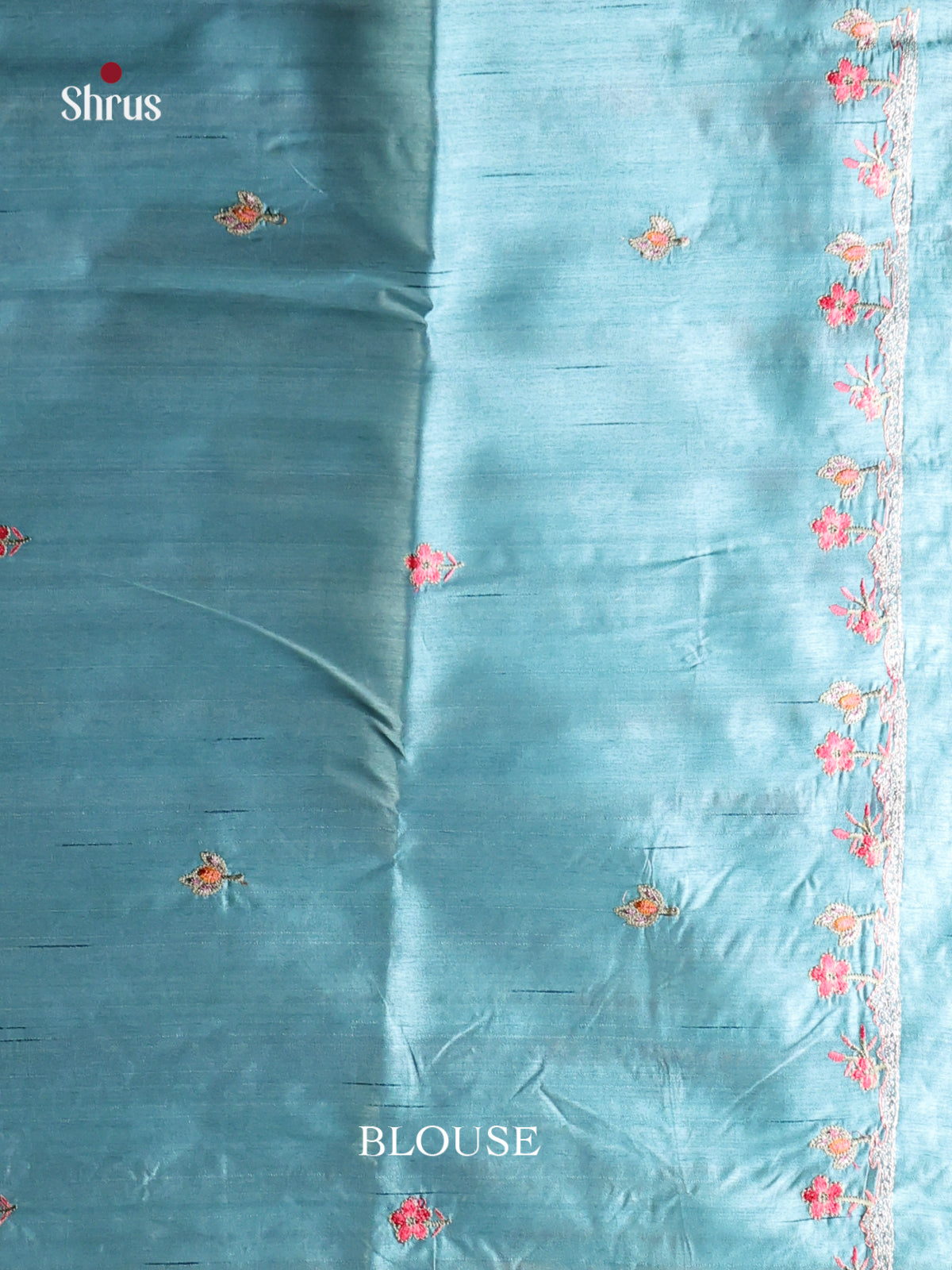 blue- Semi Rawsilk Saree