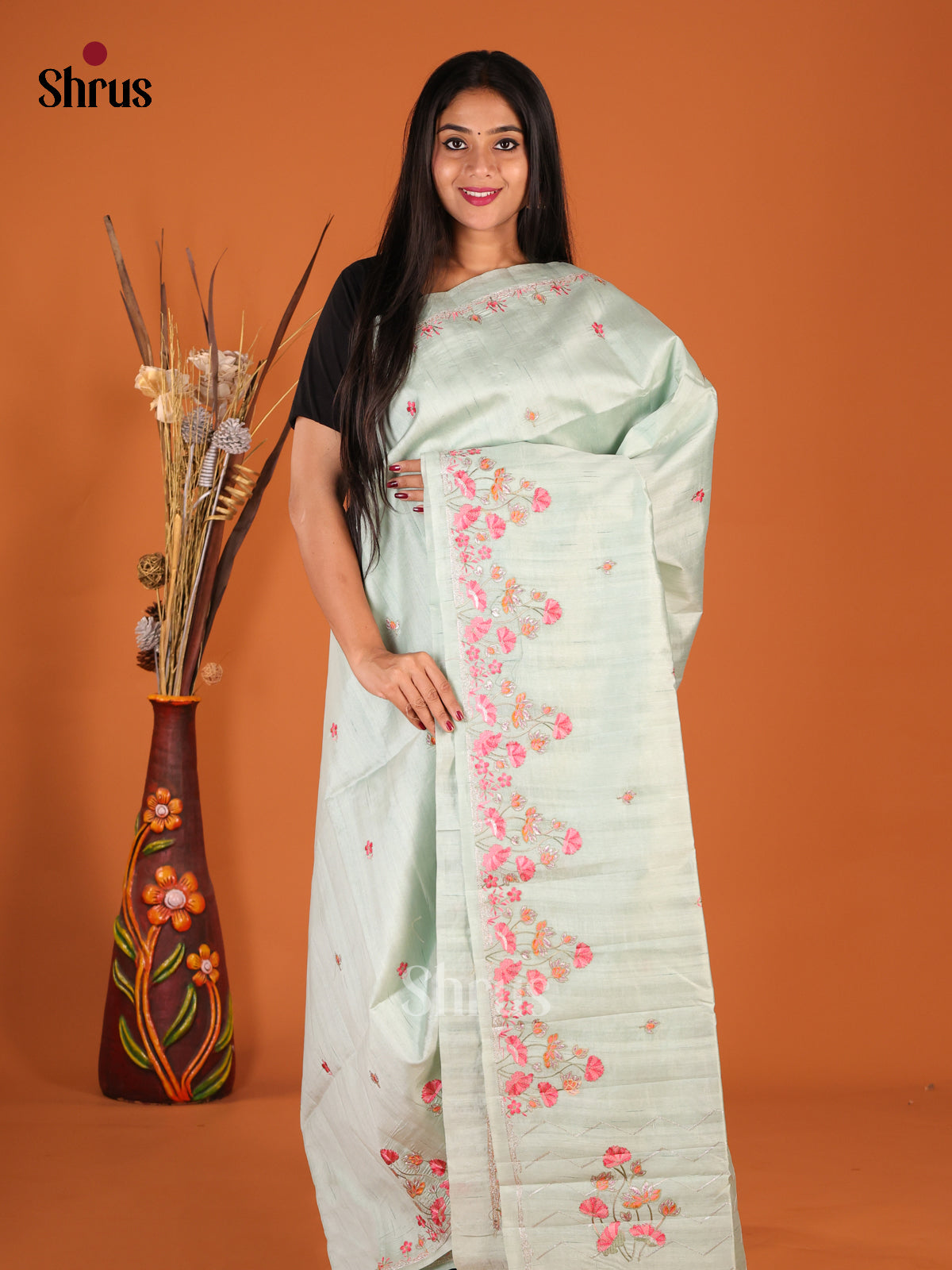DHS23719 - Semi Rawsilk Saree - Shop on Shrus.com