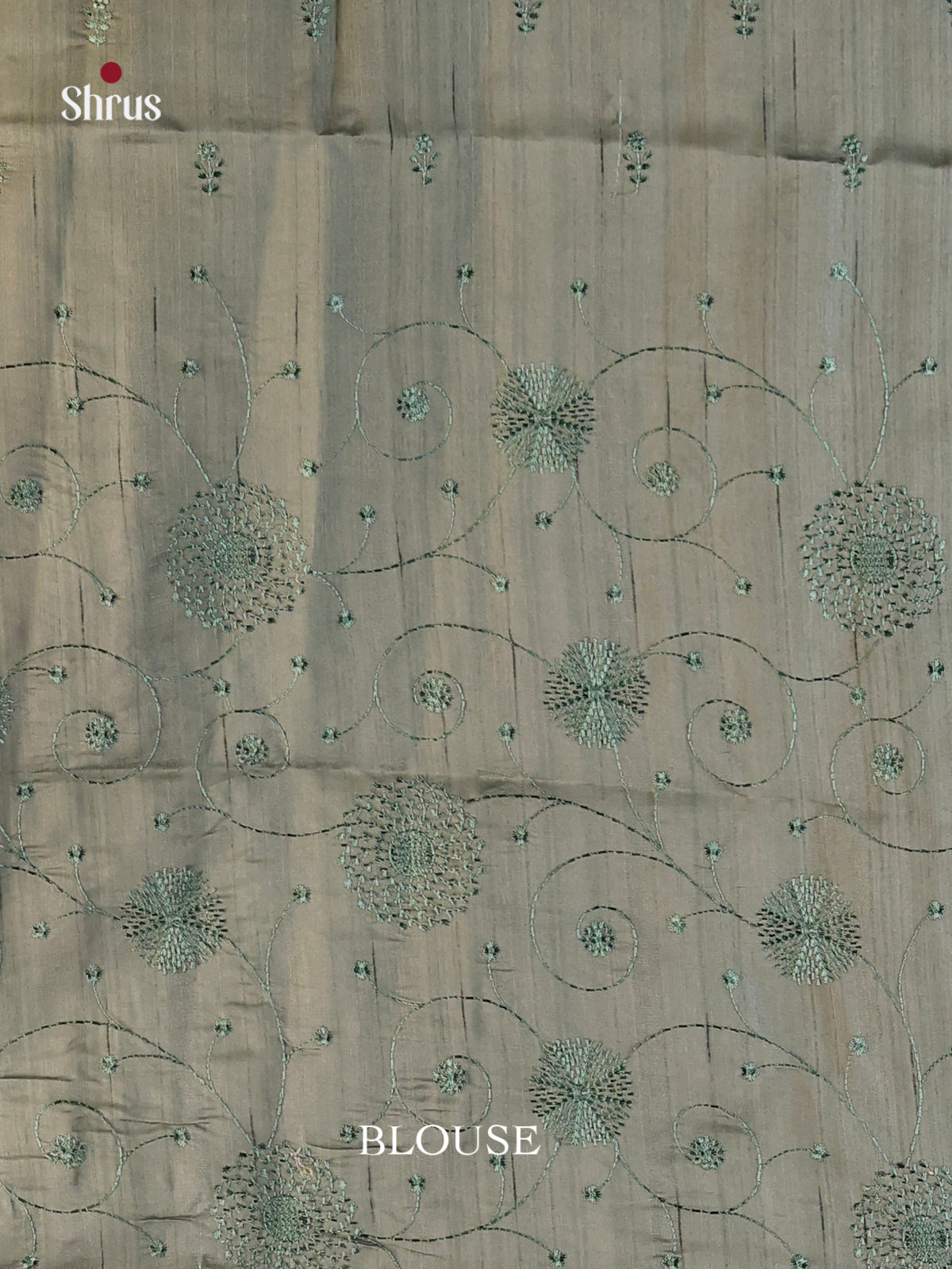 Grey Green- Semi Rawsilk Saree - Shop on Shrus.com