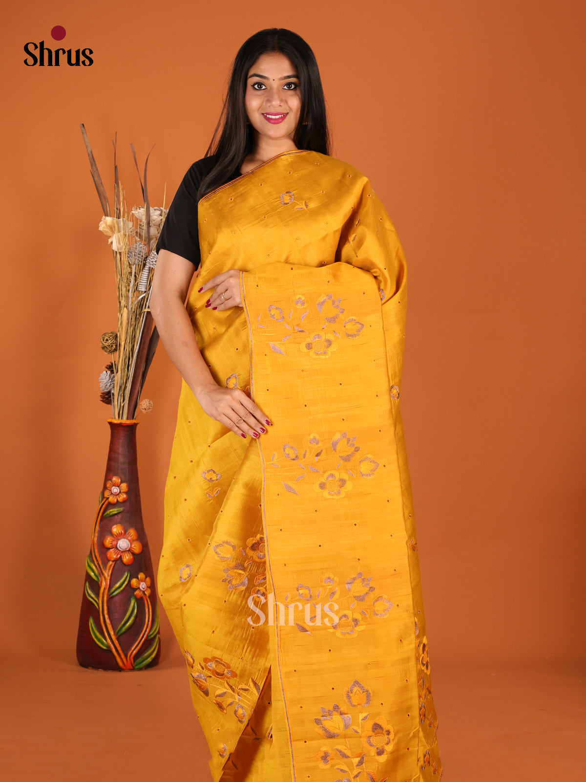 DHS23731 - Semi Rawsilk Saree - Shop on Shrus.com