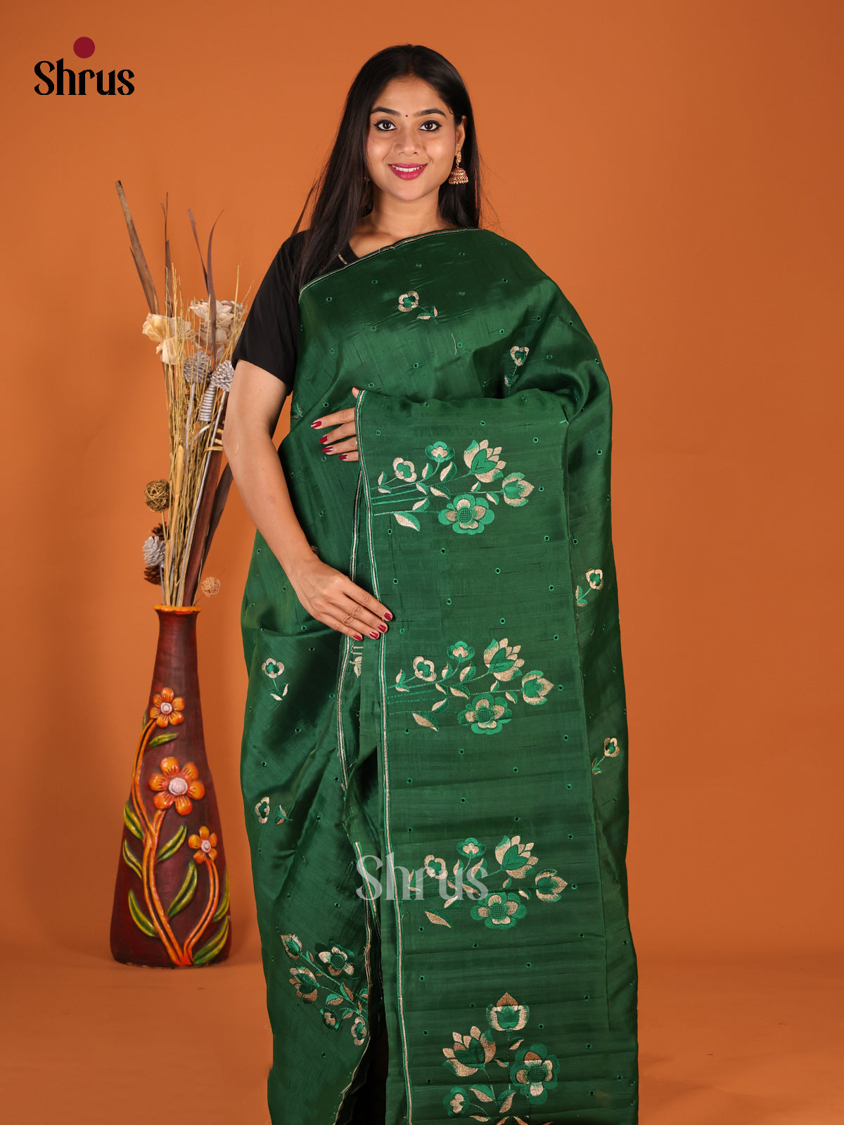 DHS23734 - Semi Rawsilk Saree - Shop on Shrus.com