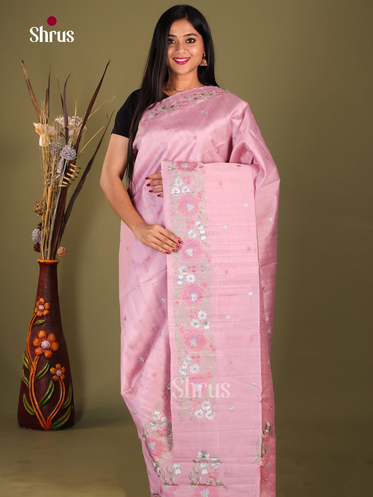 Lavender - Semi Rawsilk Saree - Shop on Shrus.com