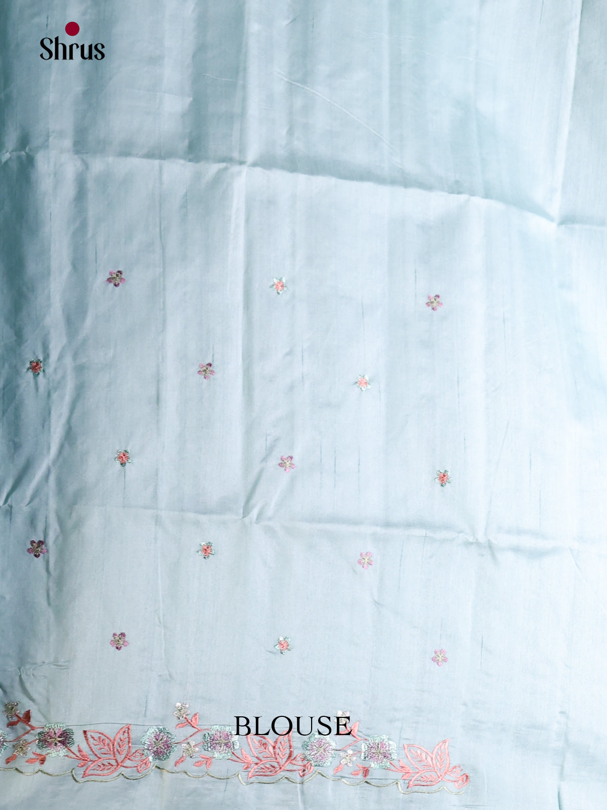 Ice Blue - Semi Rawsilk Saree - Shop on Shrus.com