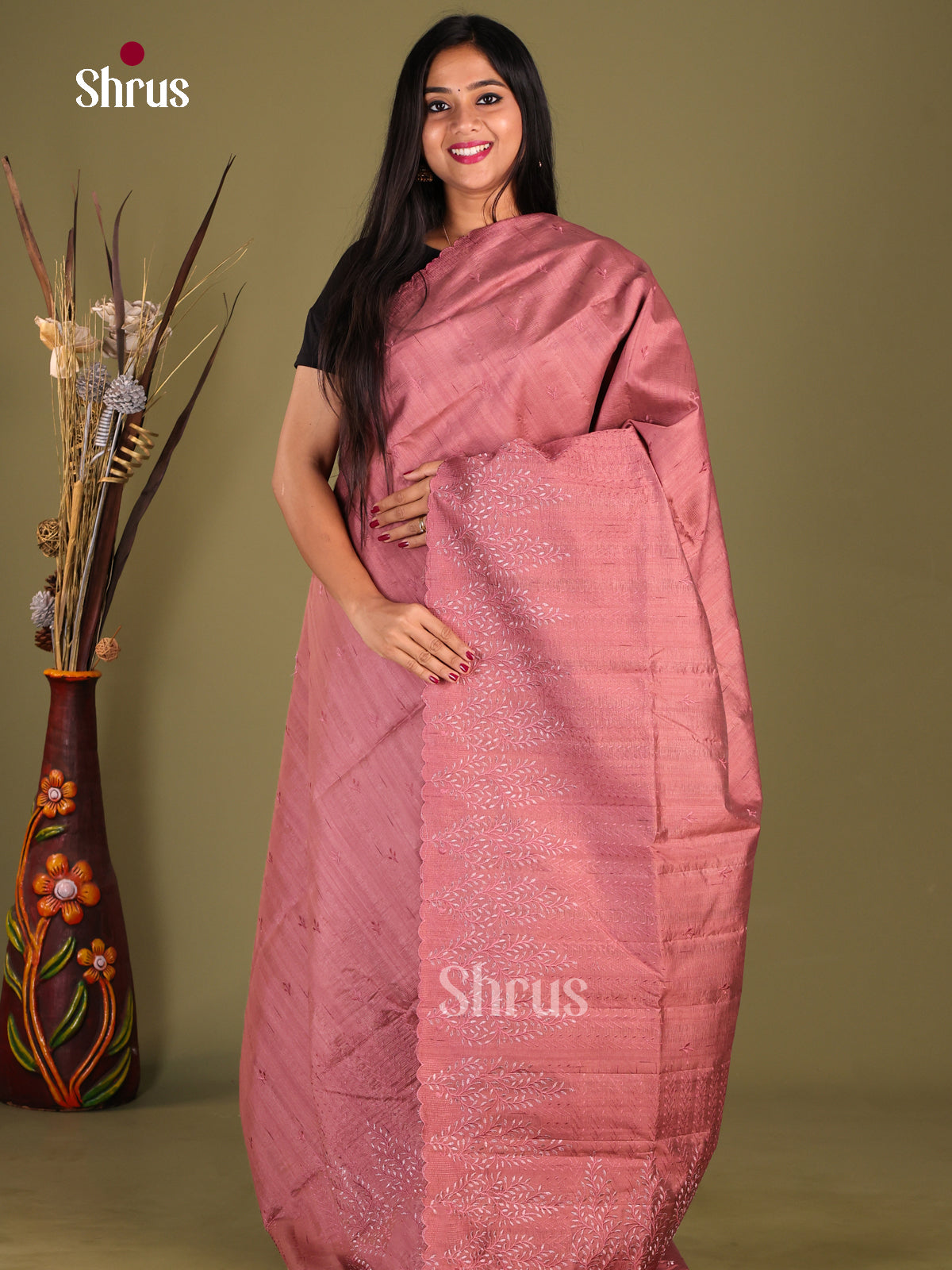 Onion Peel- Semi Rawsilk Saree - Shop on Shrus.com