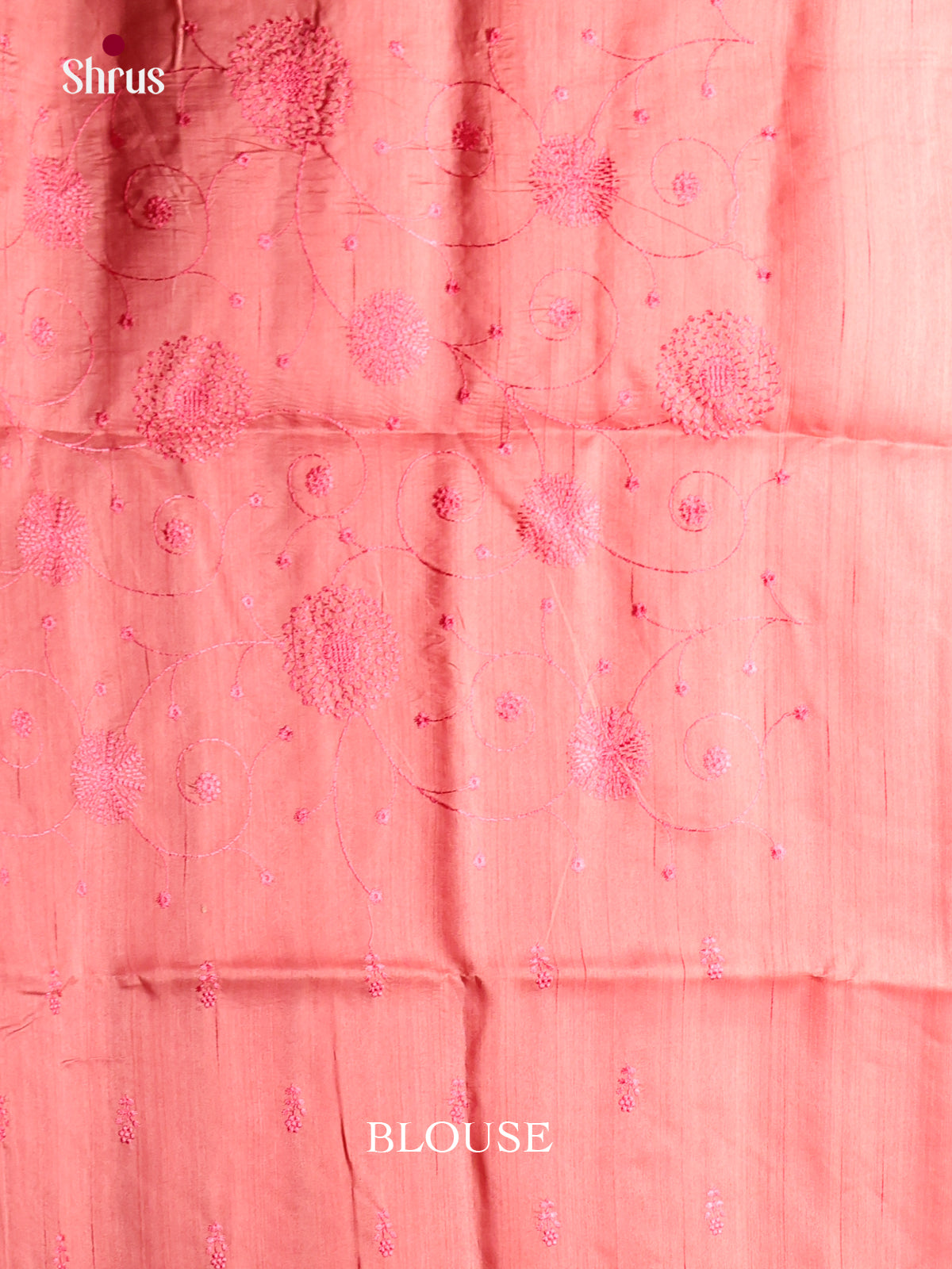 Peachish Pink- Semi Rawsilk Saree - Shop on Shrus.com