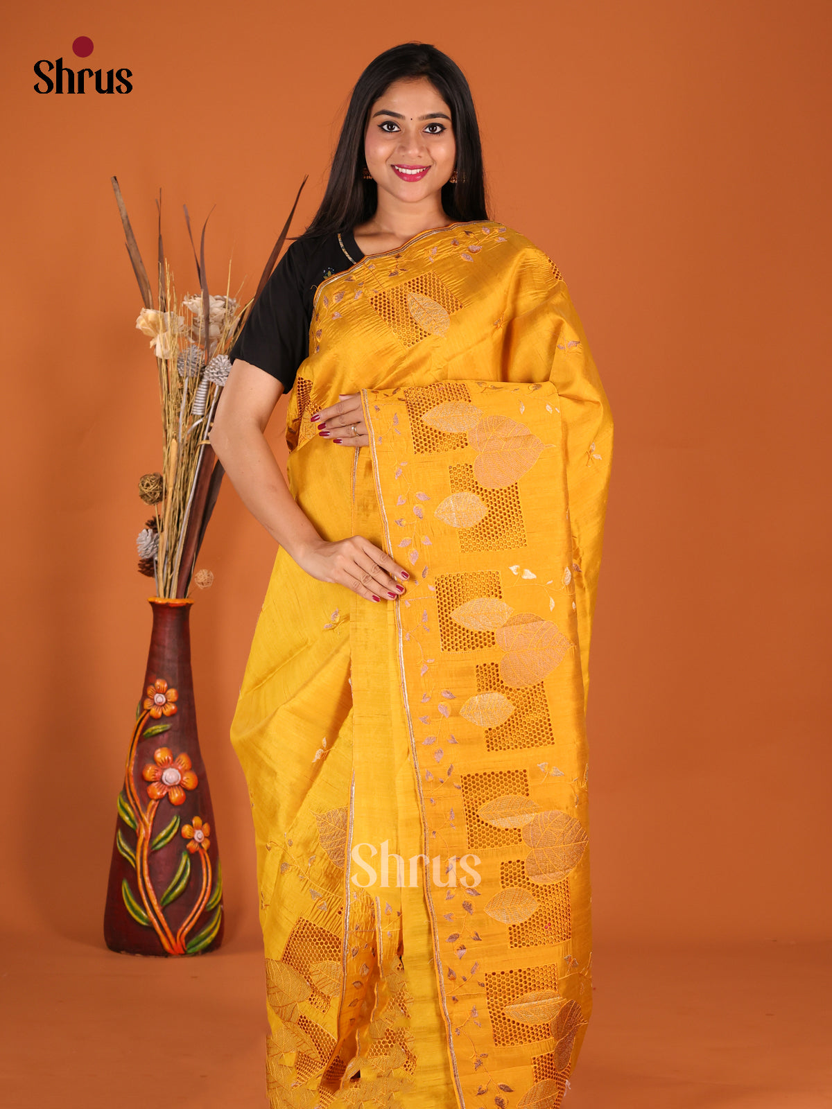 DHS23797 - Semi Rawsilk Saree - Shop on Shrus.com