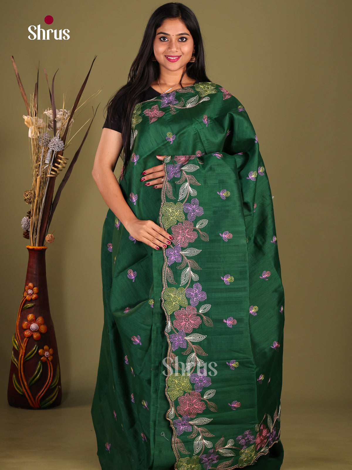 DHS23811 - Semi Rawsilk Saree - Shop on Shrus.com