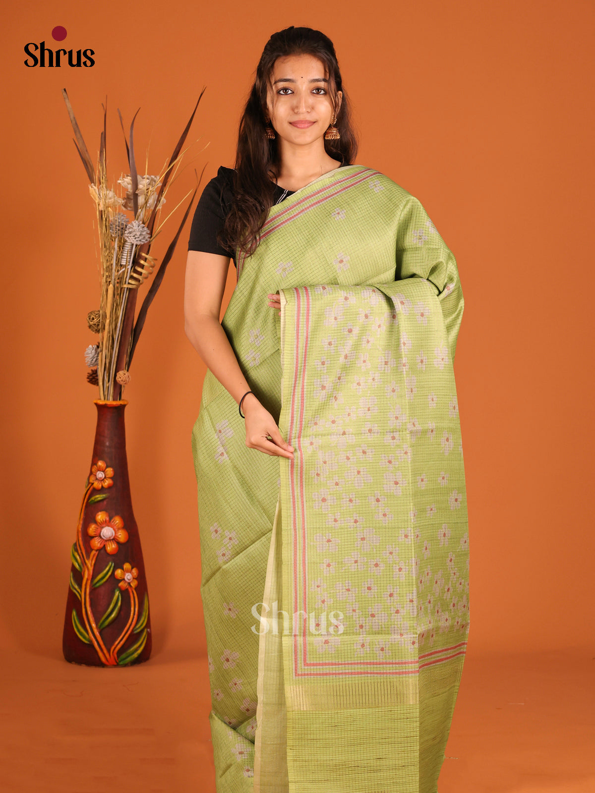 Light Green - Semi Tussar Saree