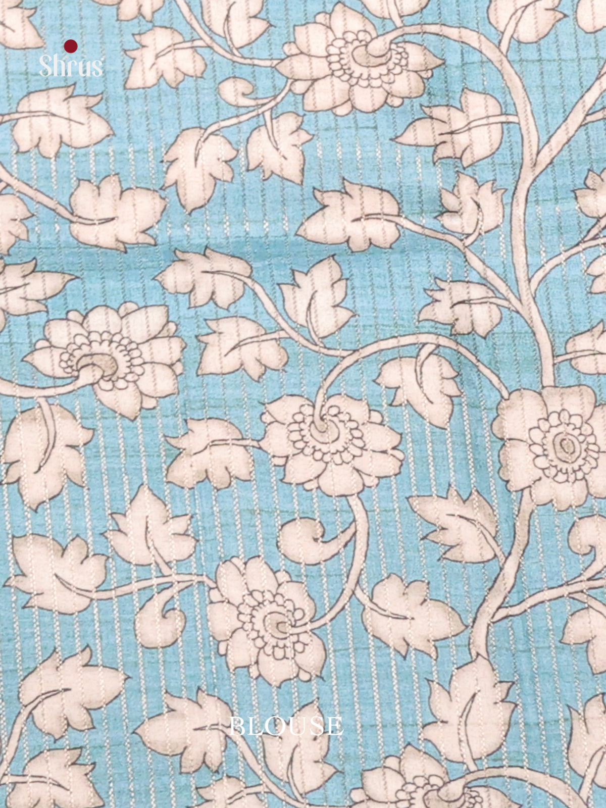 Cream & Blue - Semi Tussar Saree