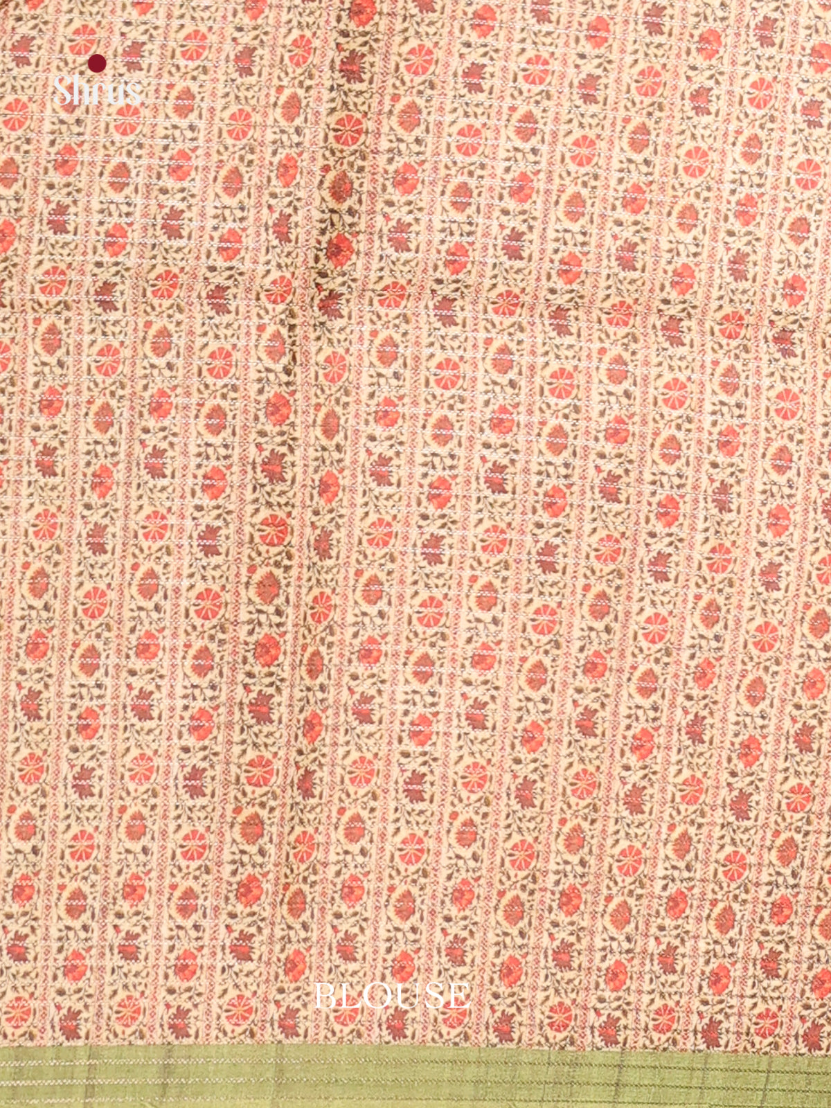 Green & Cream - Semi Tussar Saree