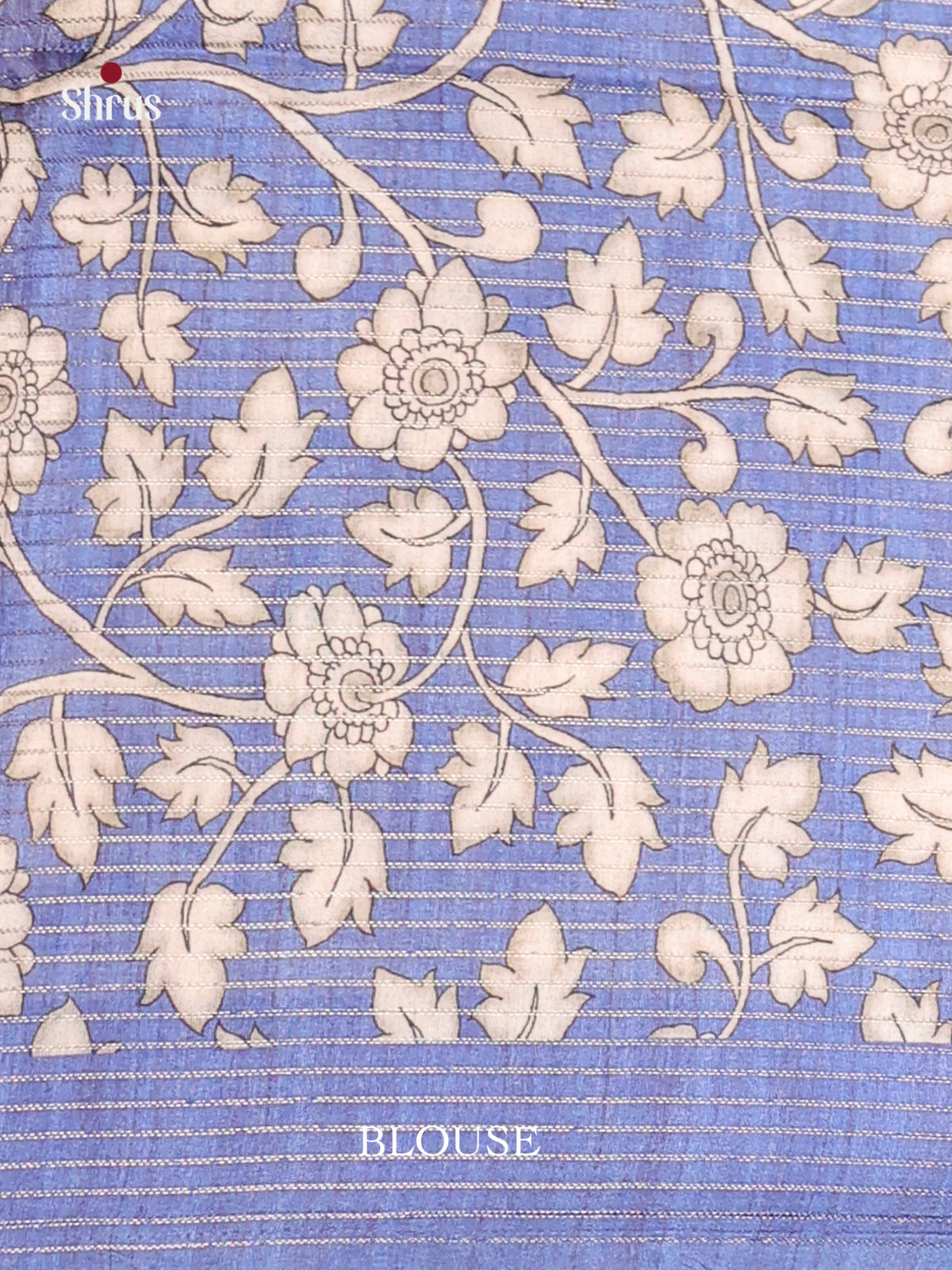 Cream & Blue - Semi Tussar Saree