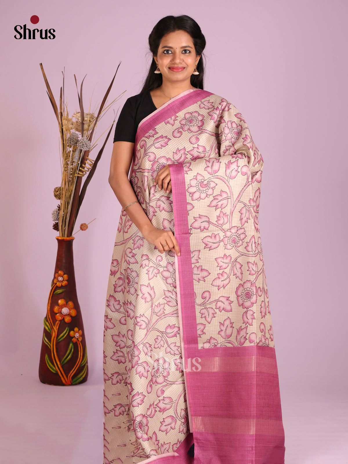 DHS25091 - Semi Tussar Saree - Shop on Shrus.com