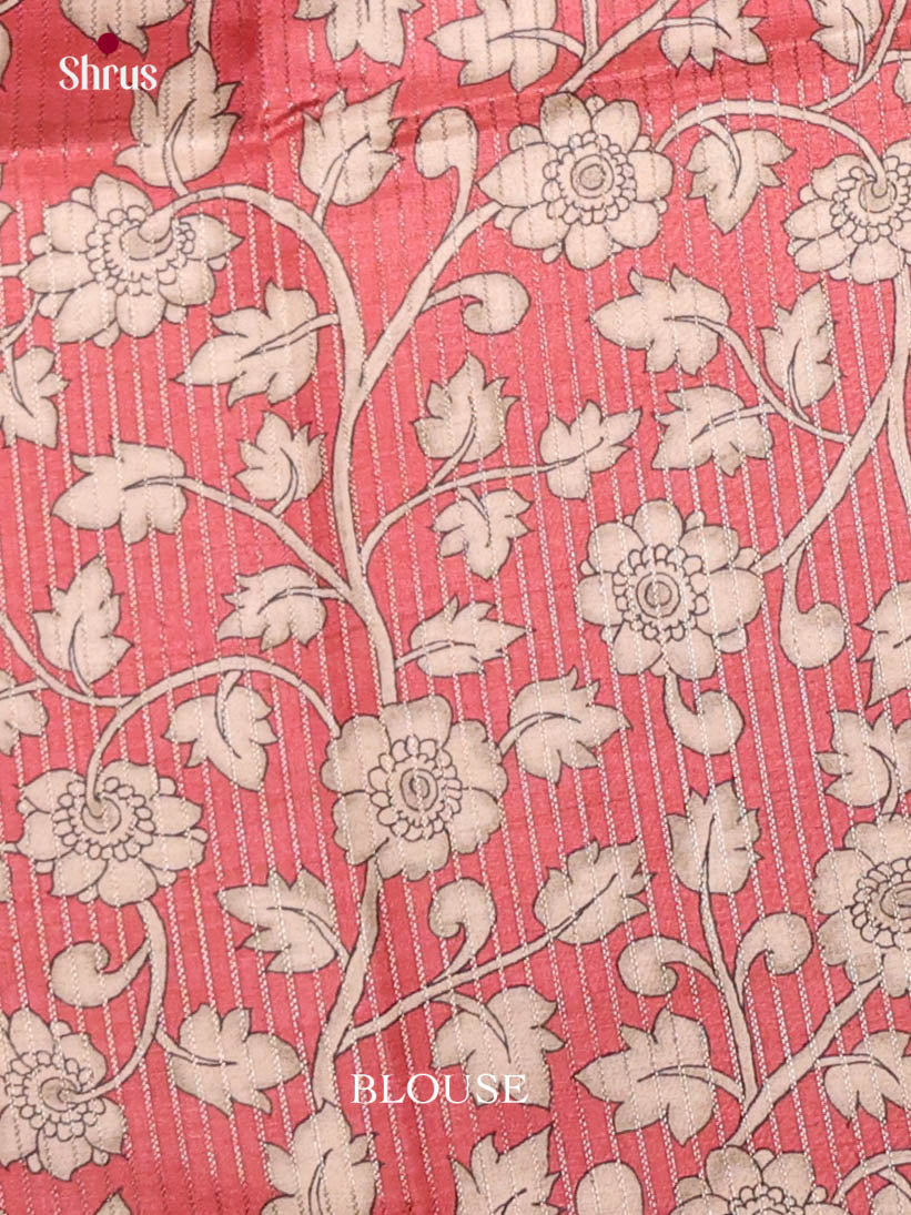 Cream  & Red - Semi Tussar Saree