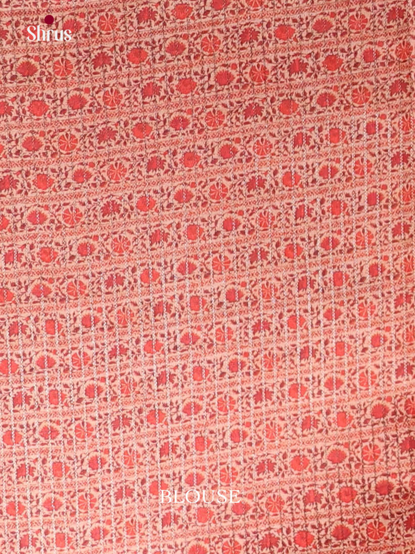 Red & Beige - Semi Tussar Saree - Shop on Shrus.com