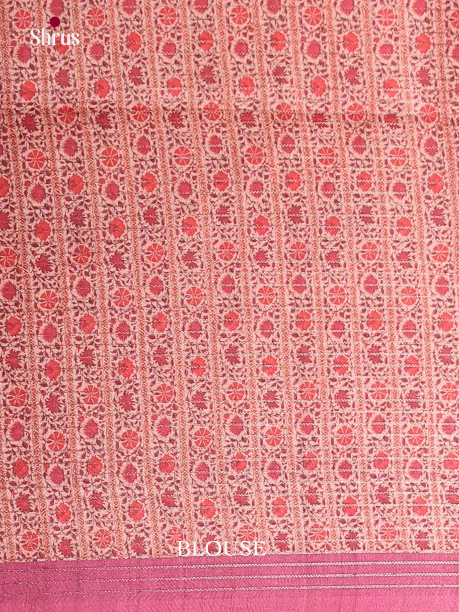Pink & Beige- Semi Tussar Saree - Shop on Shrus.com