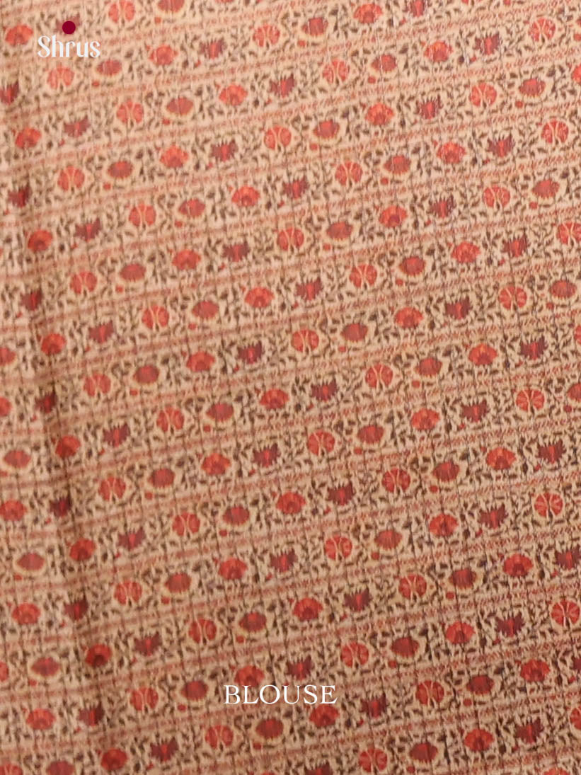 Brown & Beige - Semi Tussar Saree