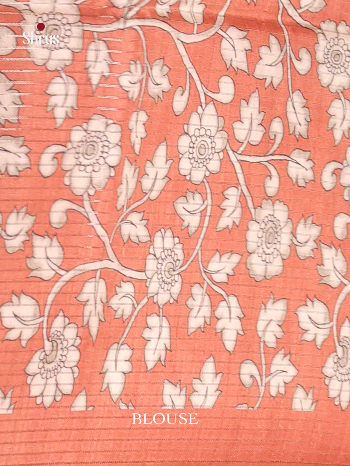 Cream & Orange - Semi Tussar Saree