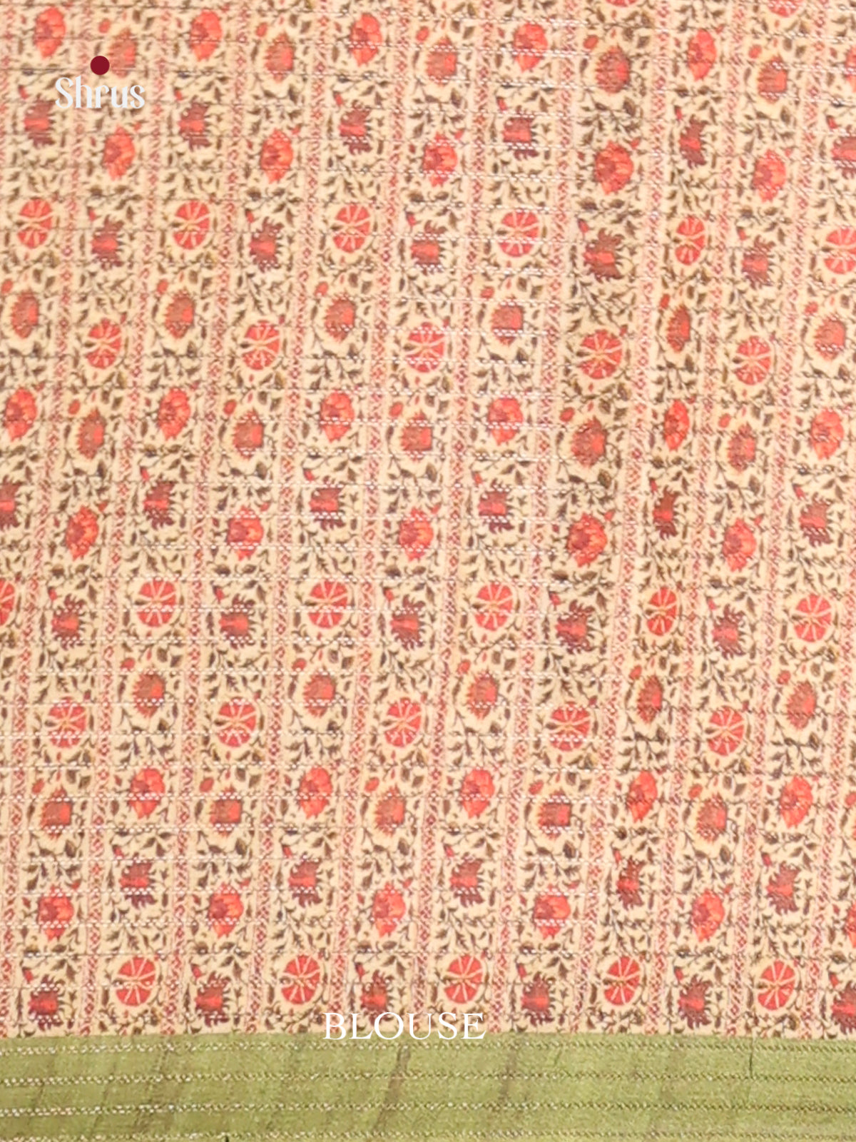 Green & Cream - Semi Tussar Saree