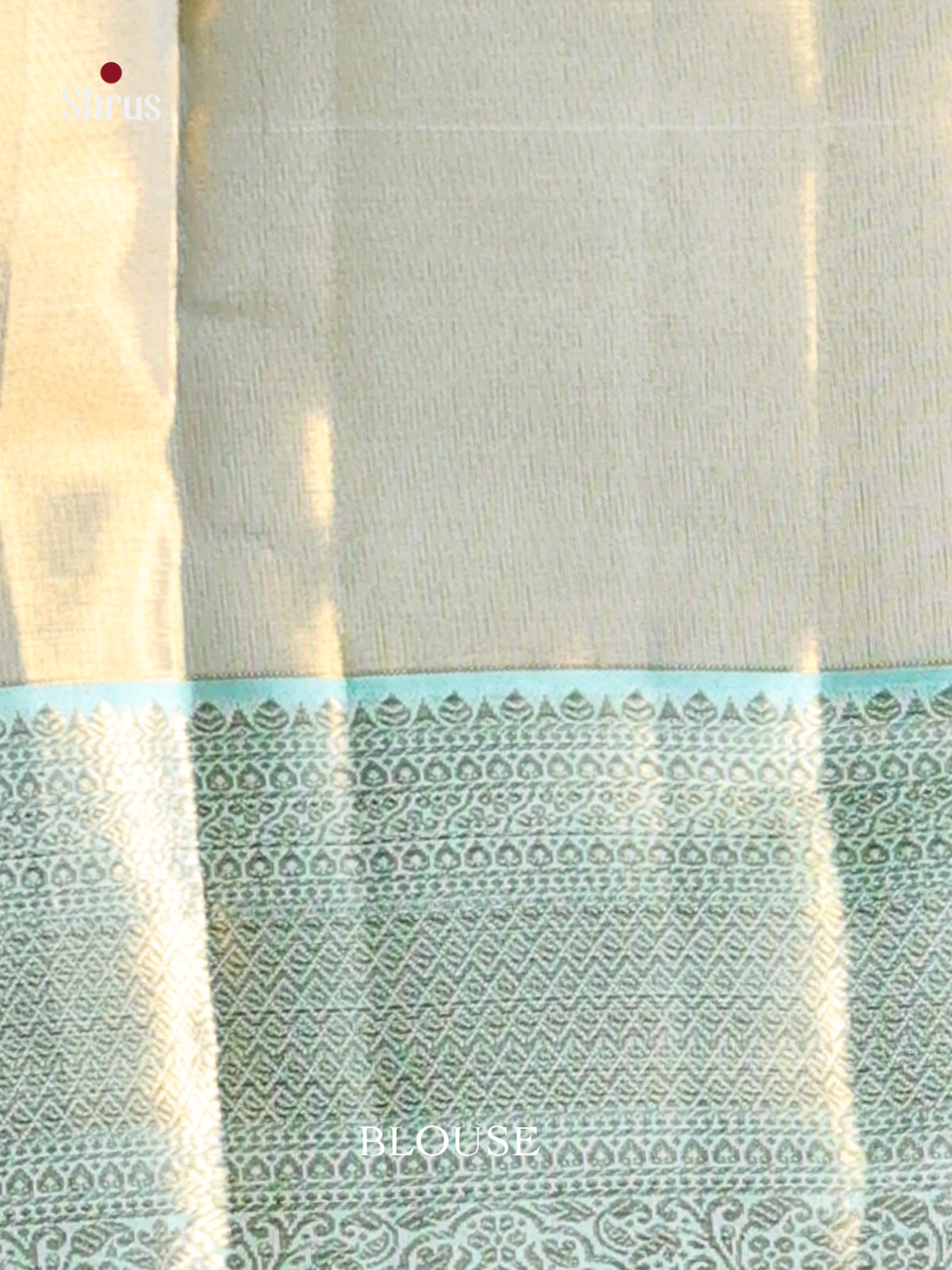 Elegant Cream Kanchipuram Saree with zari brocade & Teal Zari Border 2