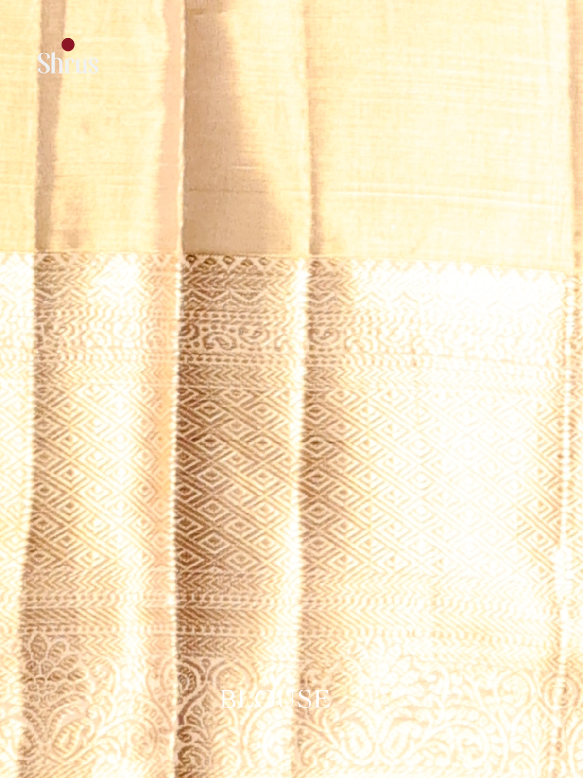 Classy Cream Kanjivaram silk Saree with floral nestling brocade & Zari Border 2