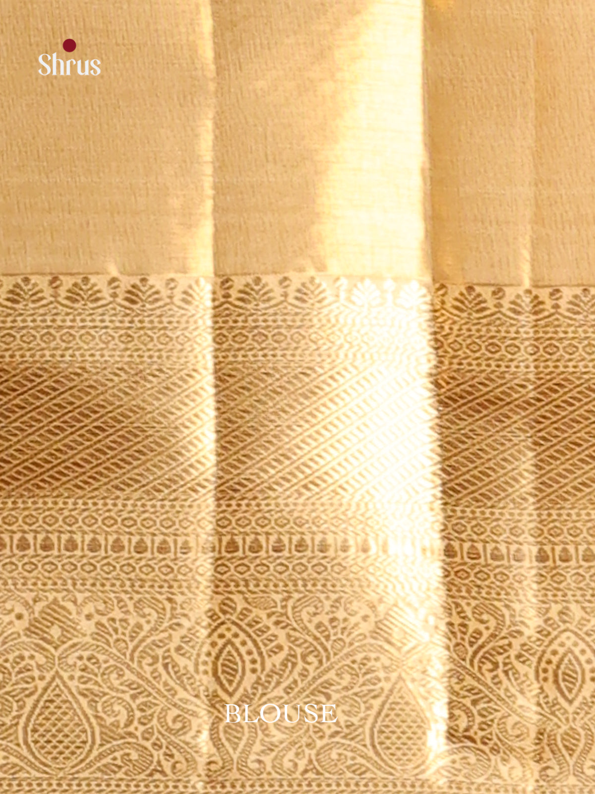 Dazzling Gold Kanchipuram Saree with Golden floral nestling brocade & Zari Border - Shop on Shrus.com