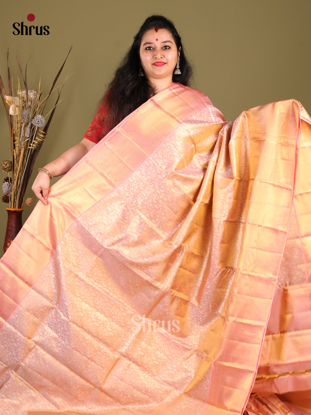 Pretty Lavender Kanjivaram Saree with zari floral nestling brocade -1