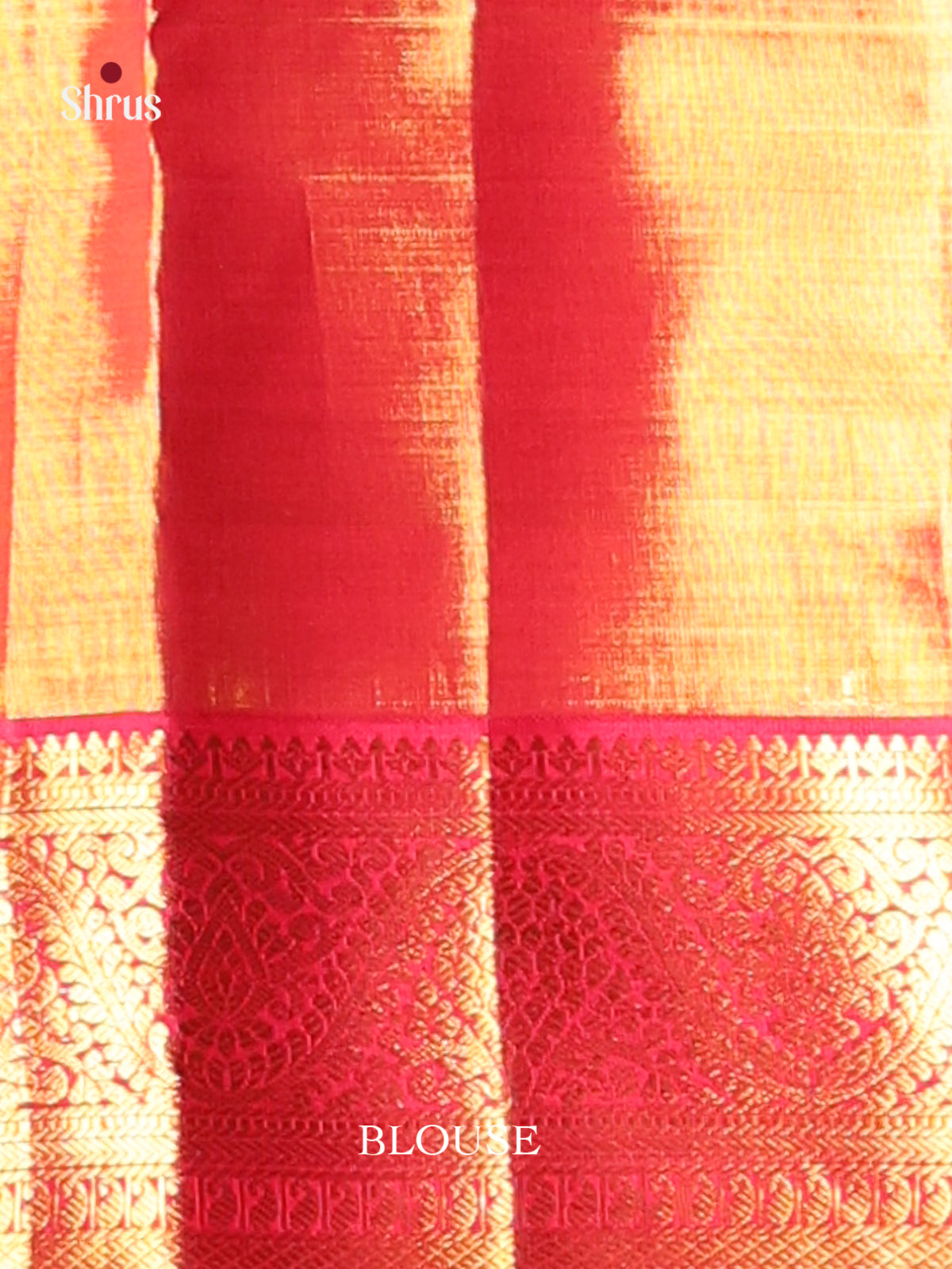 Stunning Orange Kanjivaram Saree with Red Border & Golden Zari Pallu -2