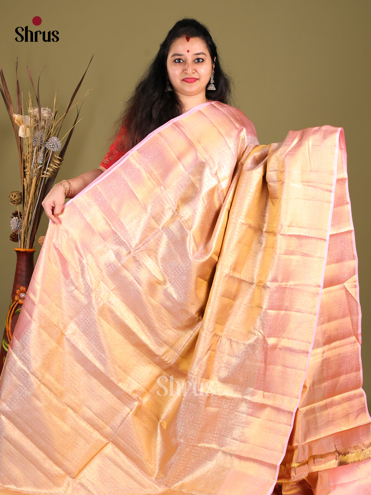 Lavender Single Tone Kanchipuram silk  Saree with zari brocade - Shop on Shrus.com
