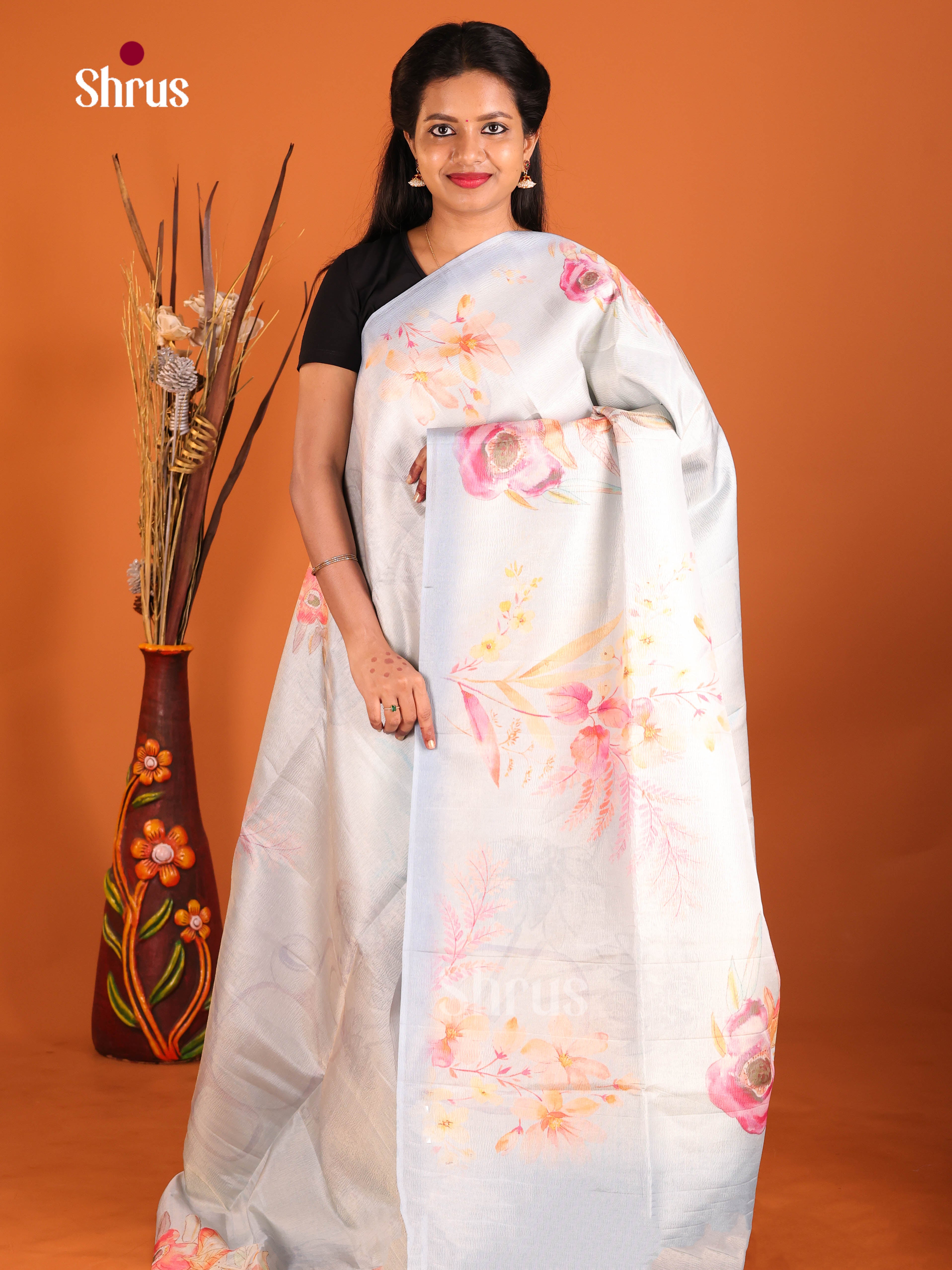 Light Blue - Bamboo silk Saree