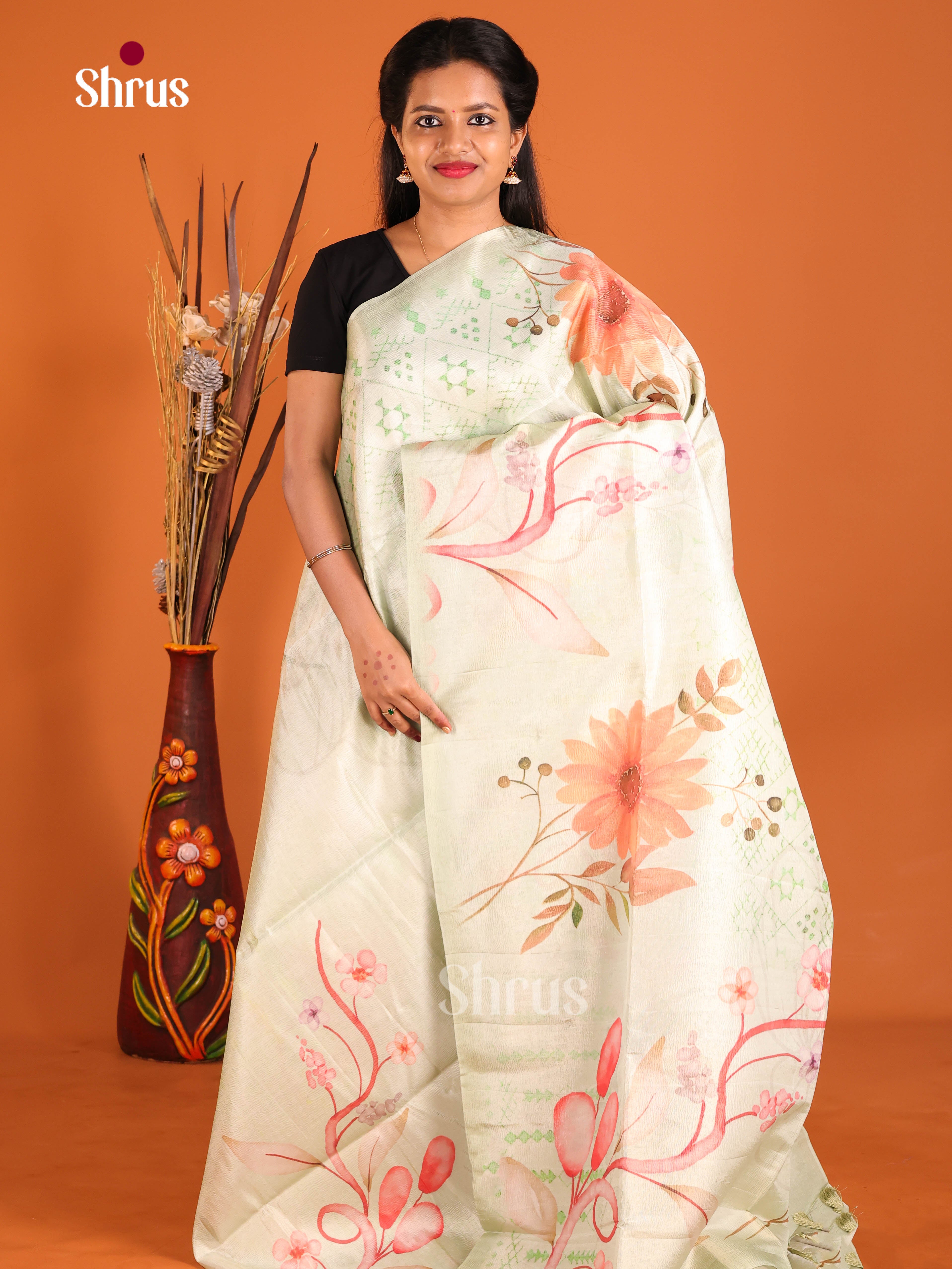 Light Green - Bamboo silk Saree