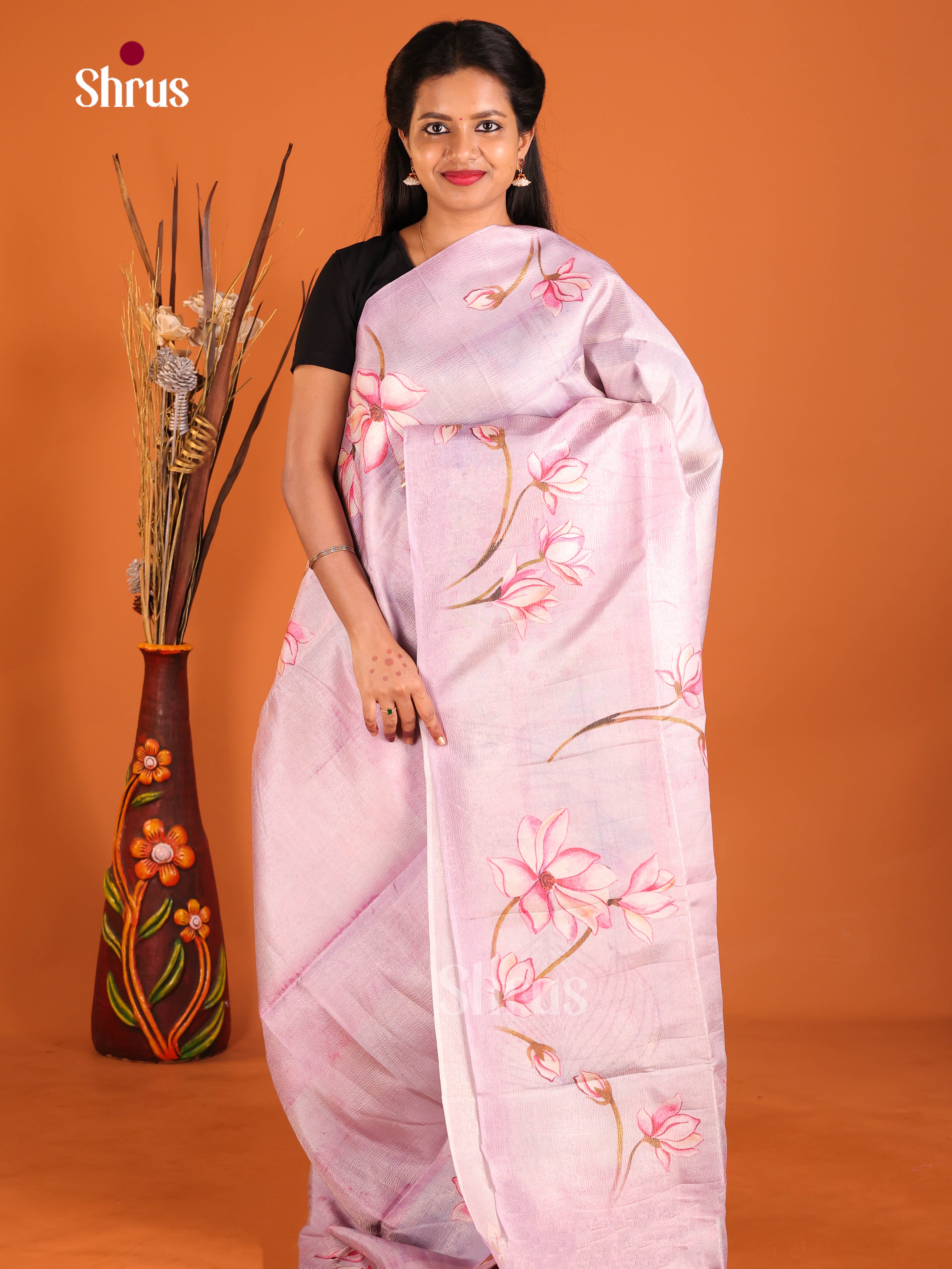 Lilac - Bamboo silk Saree