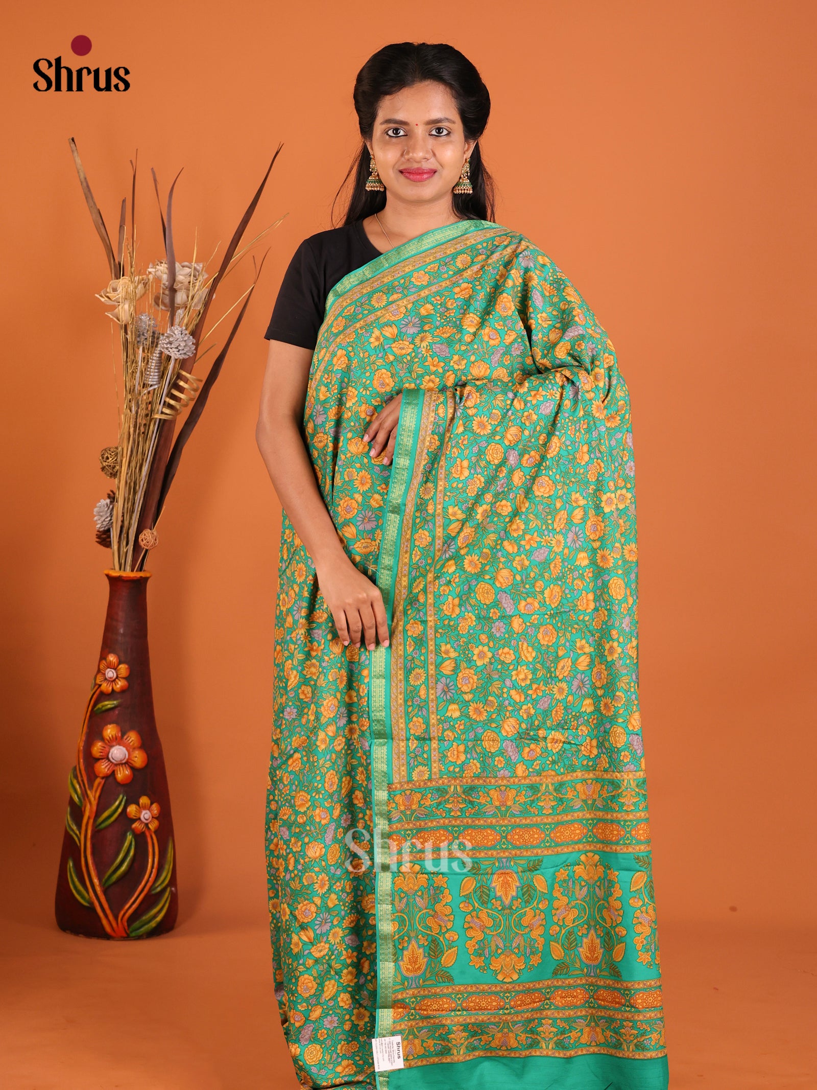 DHS25182 - Printed Silk Saree - Shop on Shrus.com