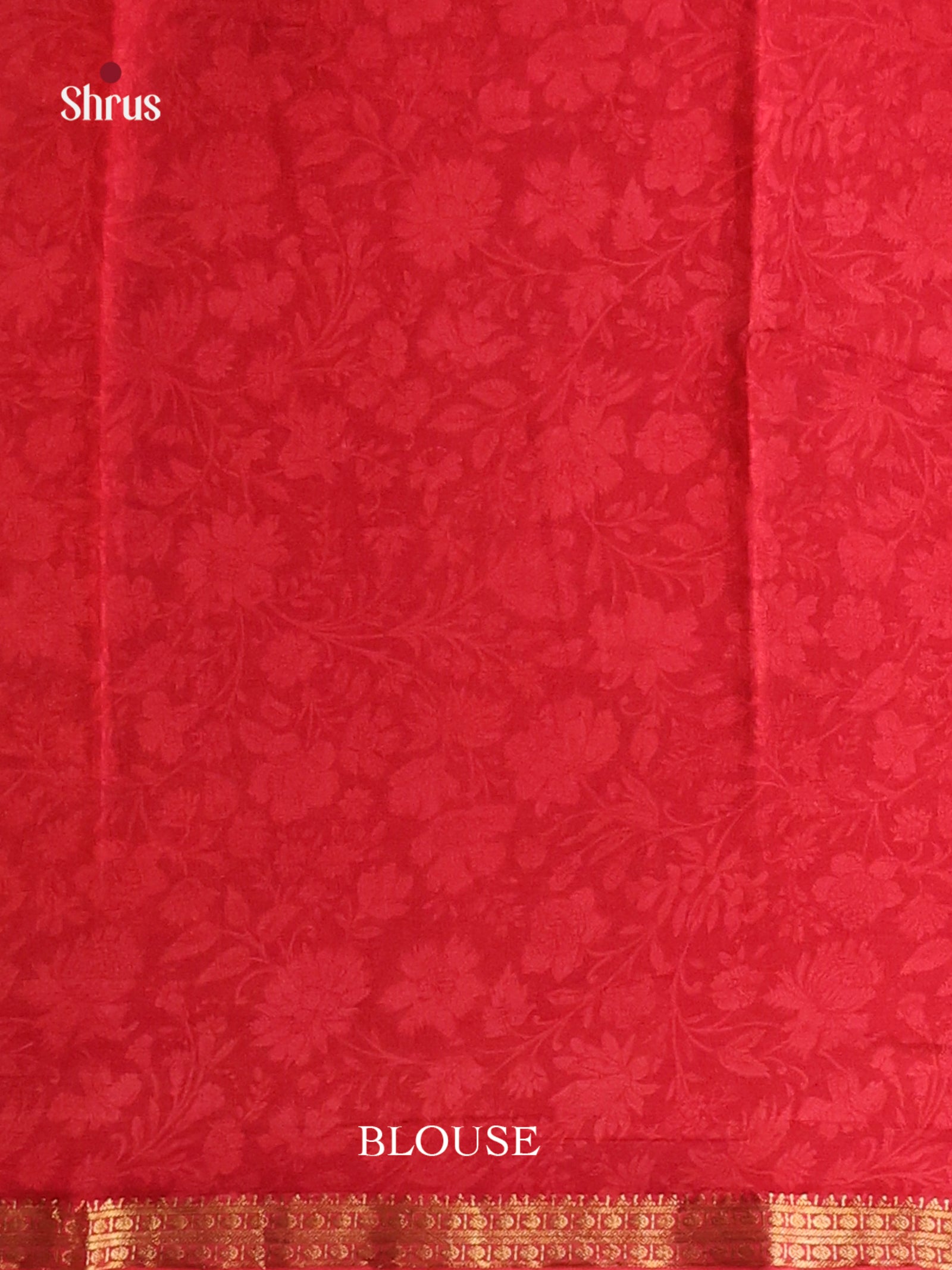 Cream  & Red - Printed Silk Saree