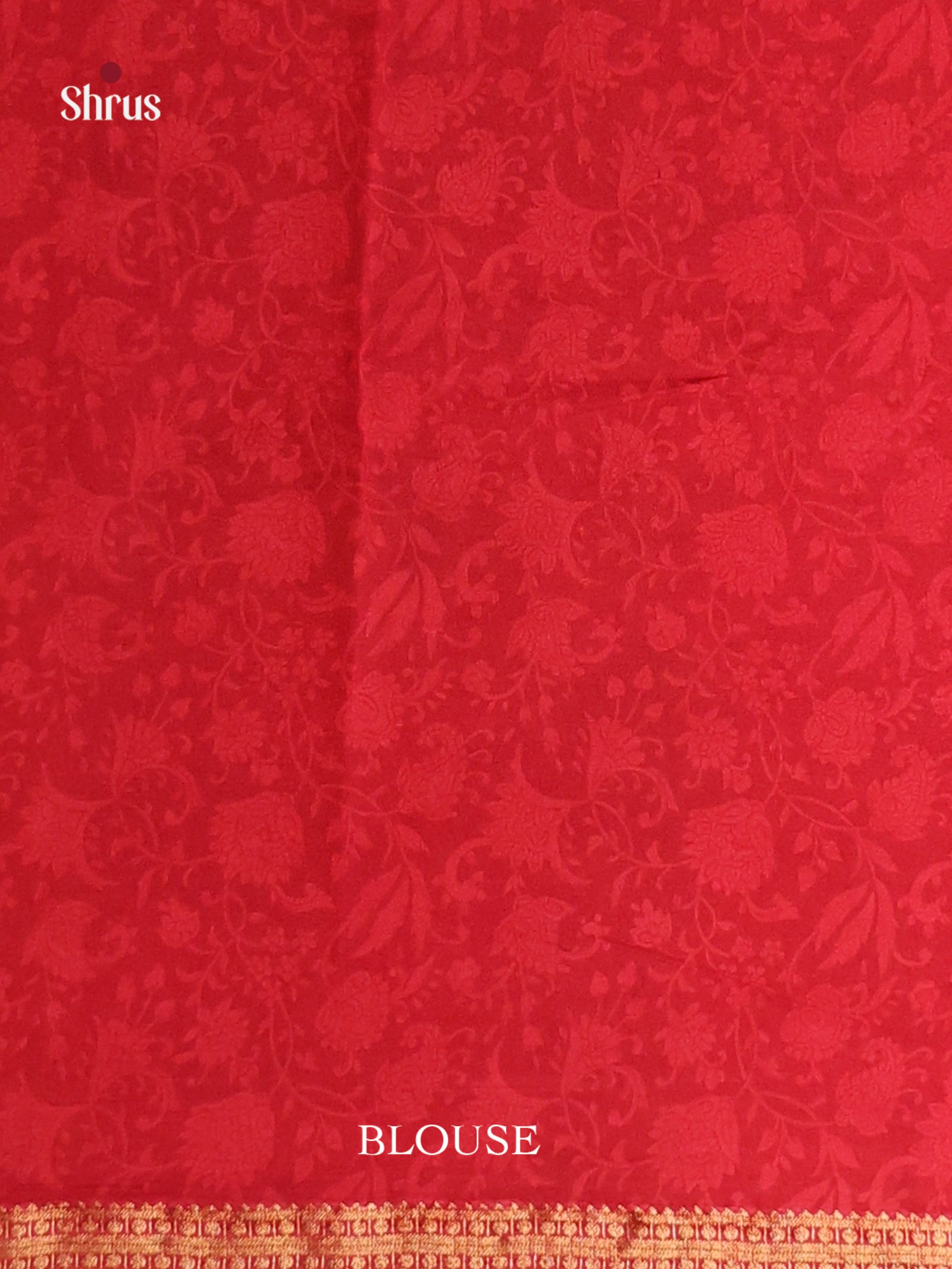 Blue & Red - Printed Silk Saree