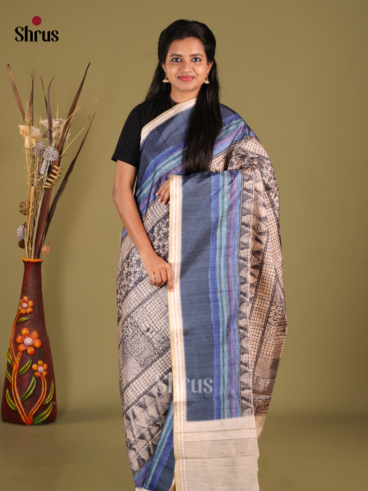 DHS25326 - Semi matka Saree - Shop on Shrus.com