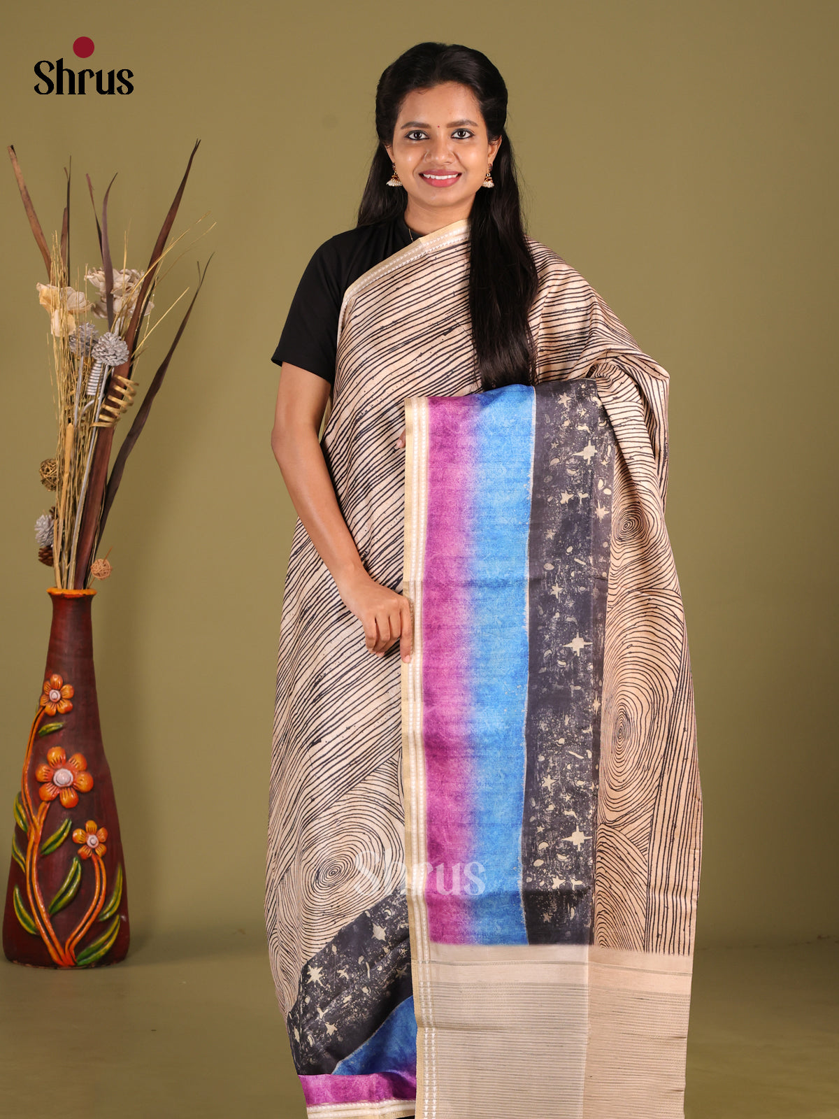 DHS25337 - Semi matka Saree - Shop on Shrus.com