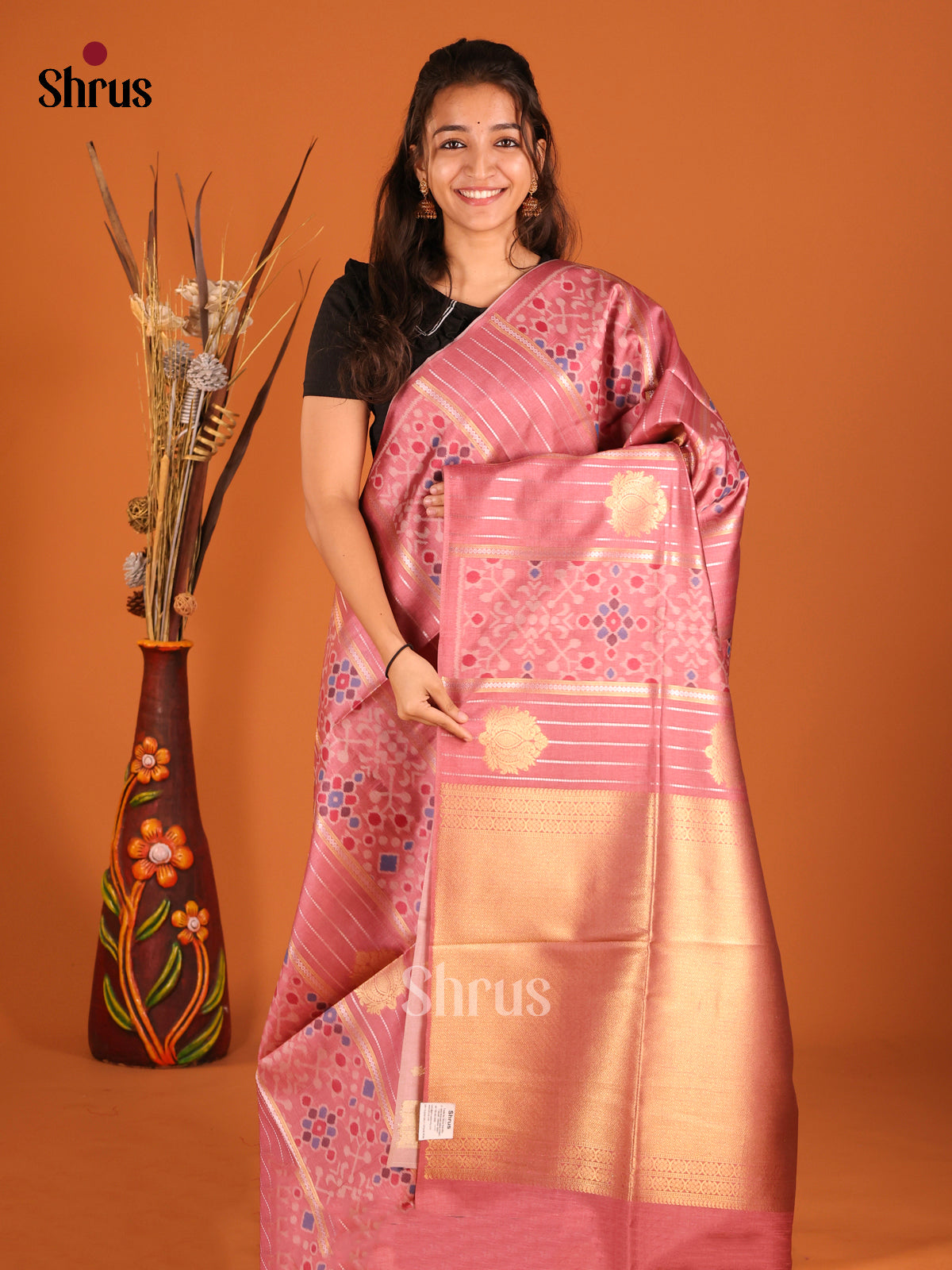 Pink- Semi Tussar Saree