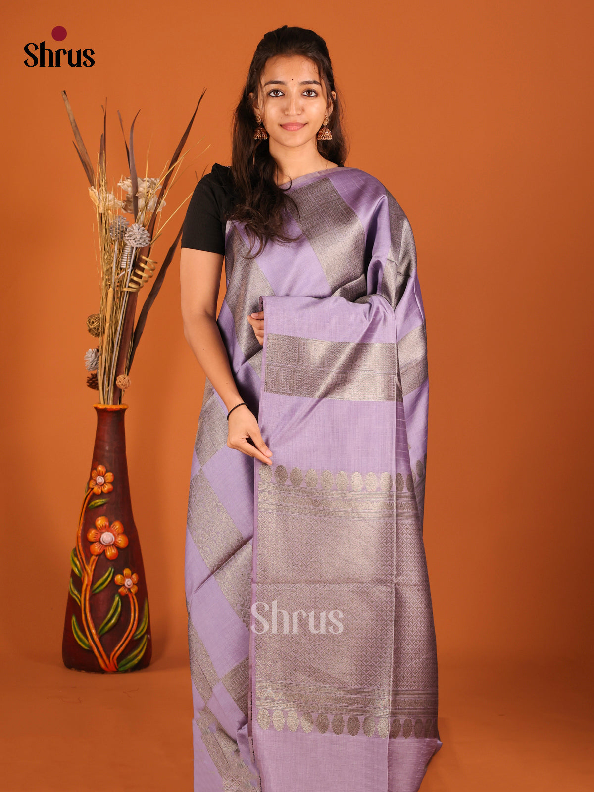 Lavender - Semi Tussar Saree