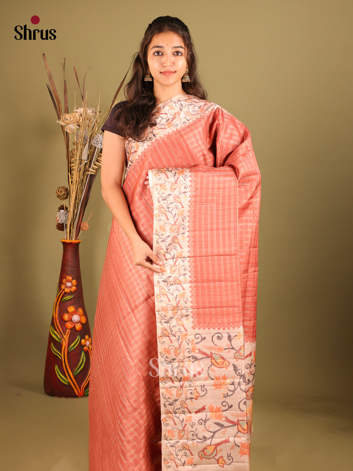Red & Cream- Moonga Silk Saree