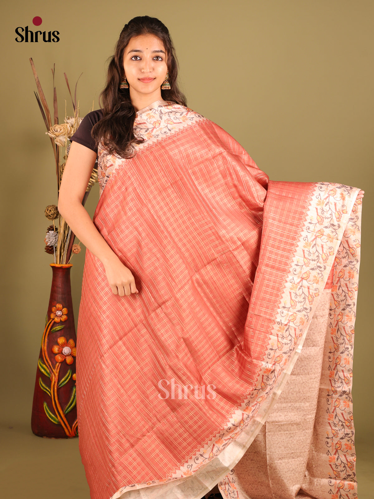 Red & Cream- Moonga Silk Saree