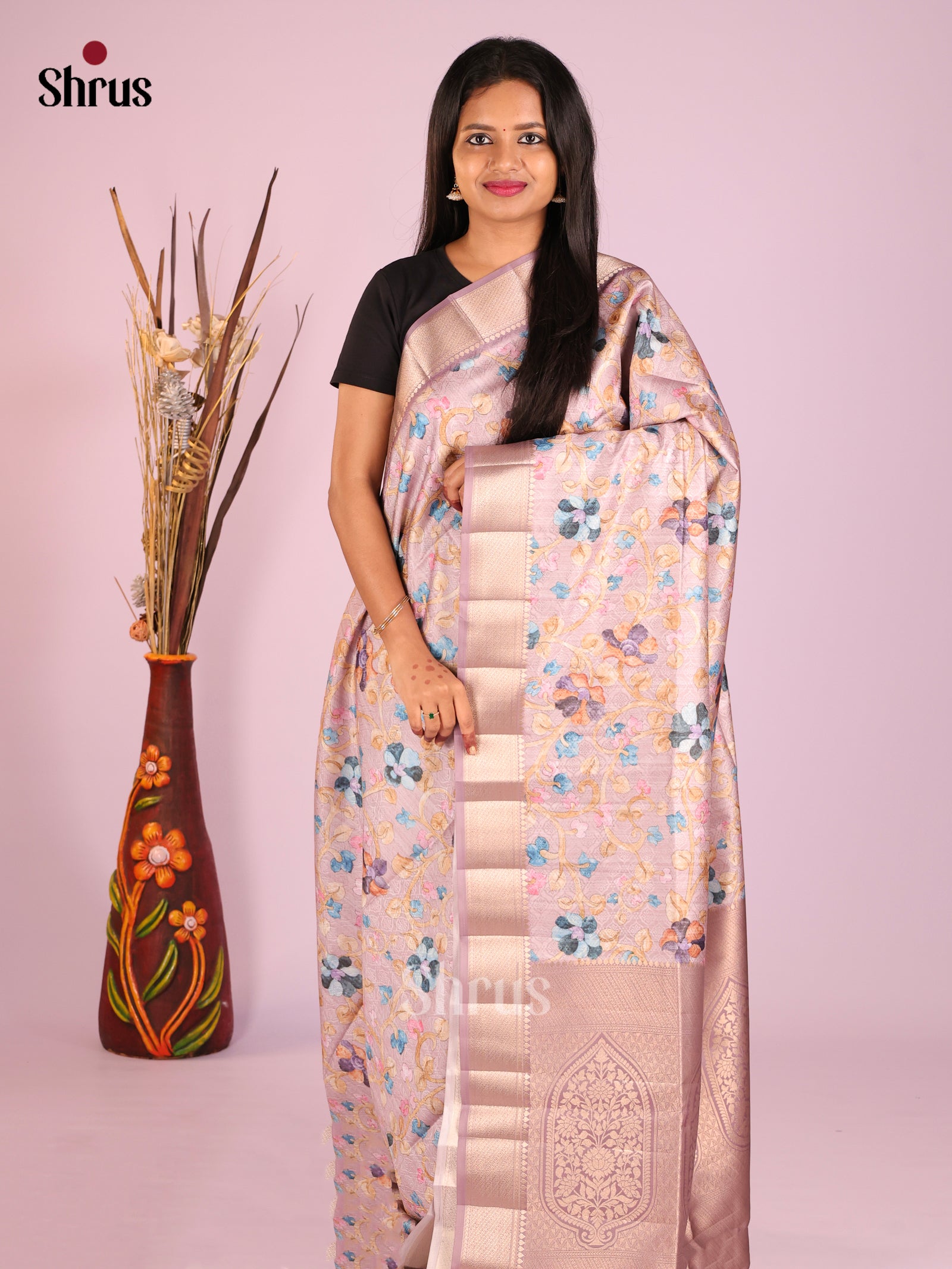 DHS25428 - Printed Semi Tussar Saree