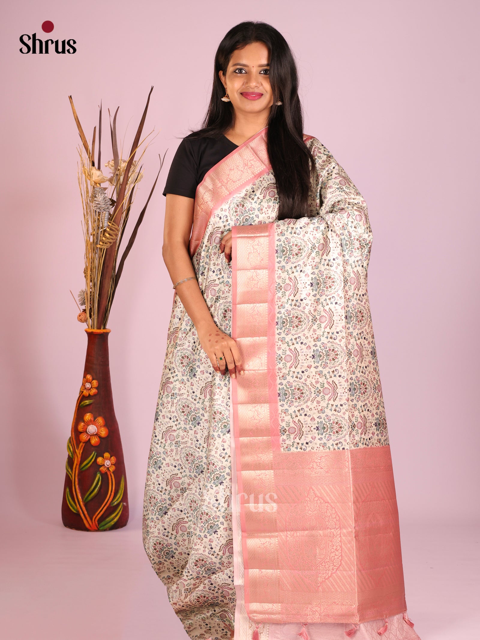 DHS25431 - Printed Semi Tussar Saree - Shop on Shrus.com