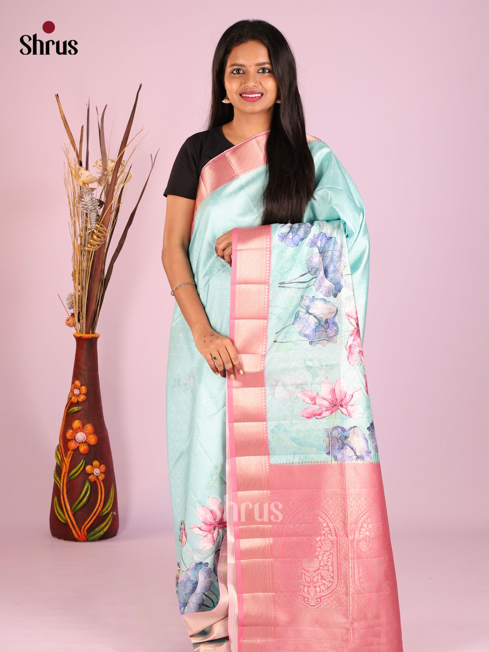 DHS25434 - Printed Semi Tussar Saree