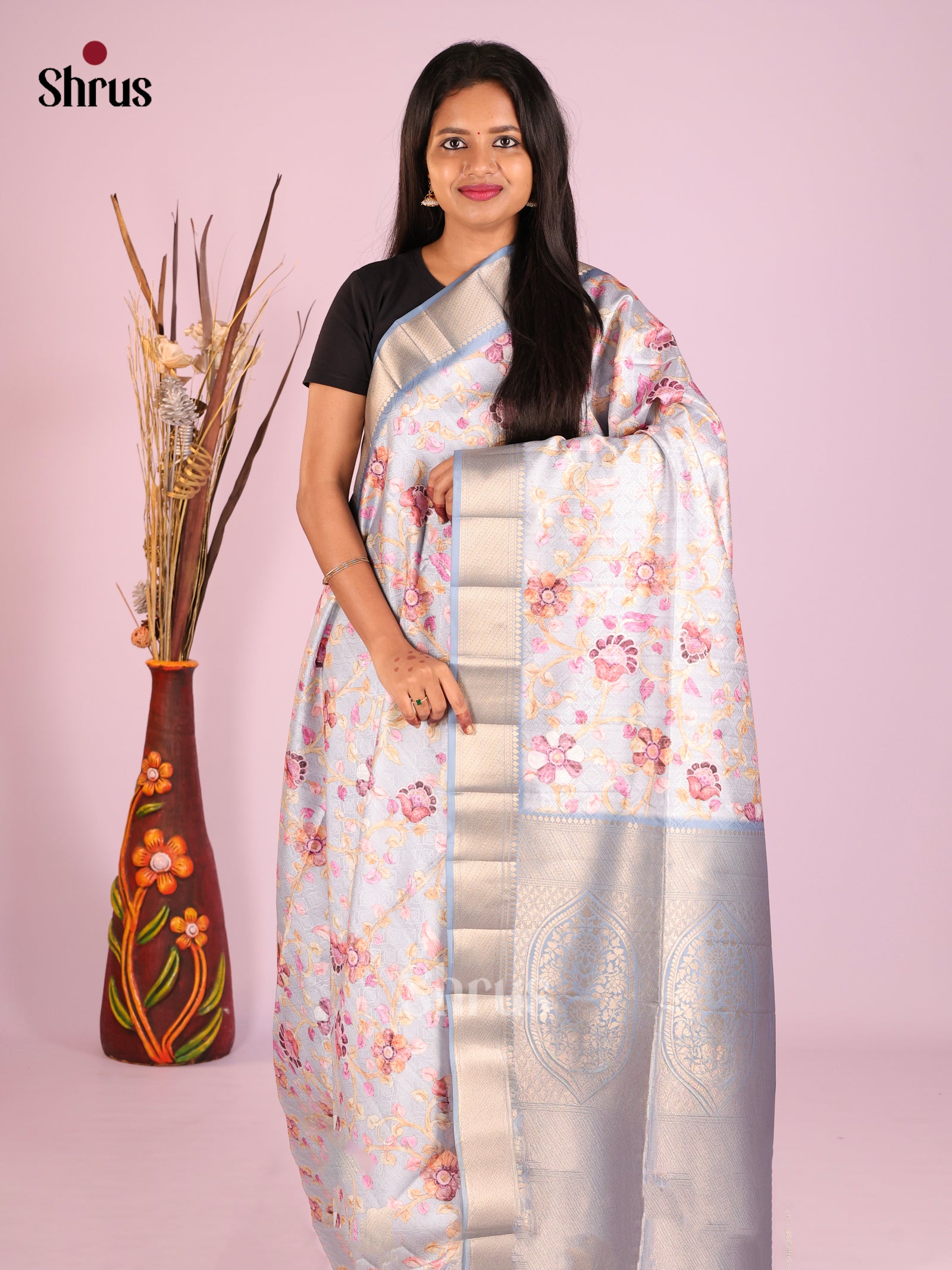 DHS25448 - Printed Semi Tussar Saree