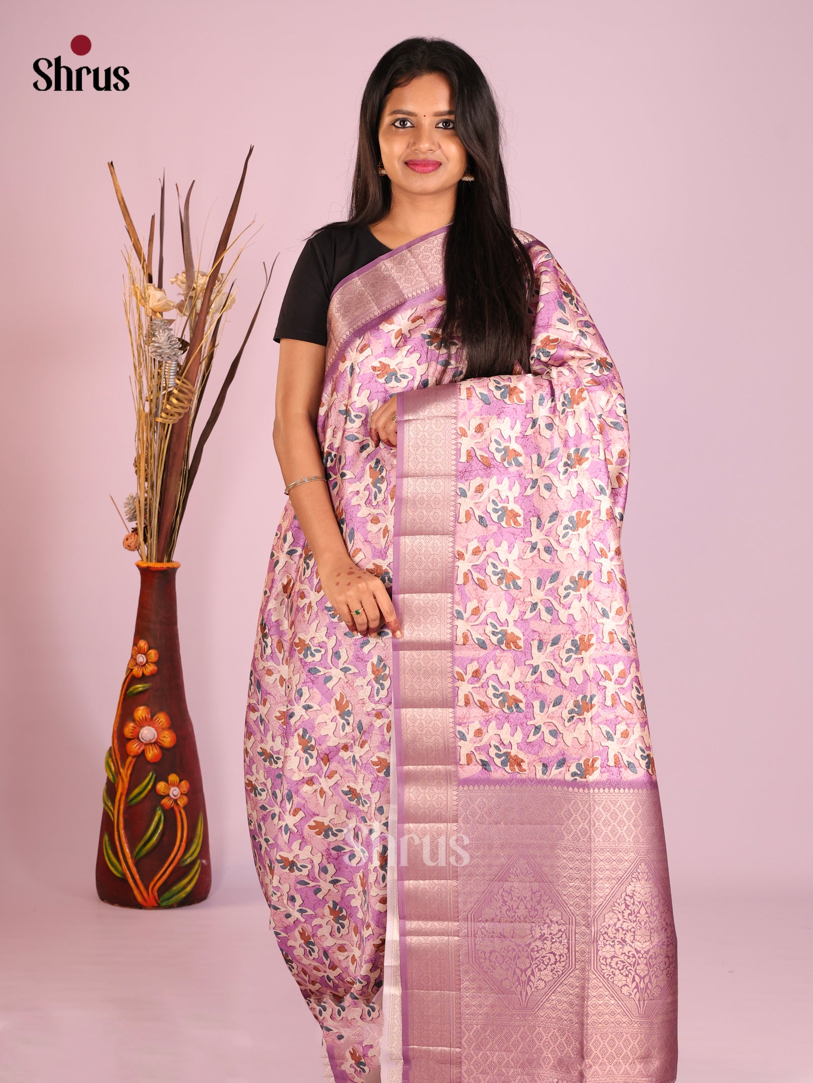 DHS25465 - Printed Semi Tussar Saree - Shop on Shrus.com