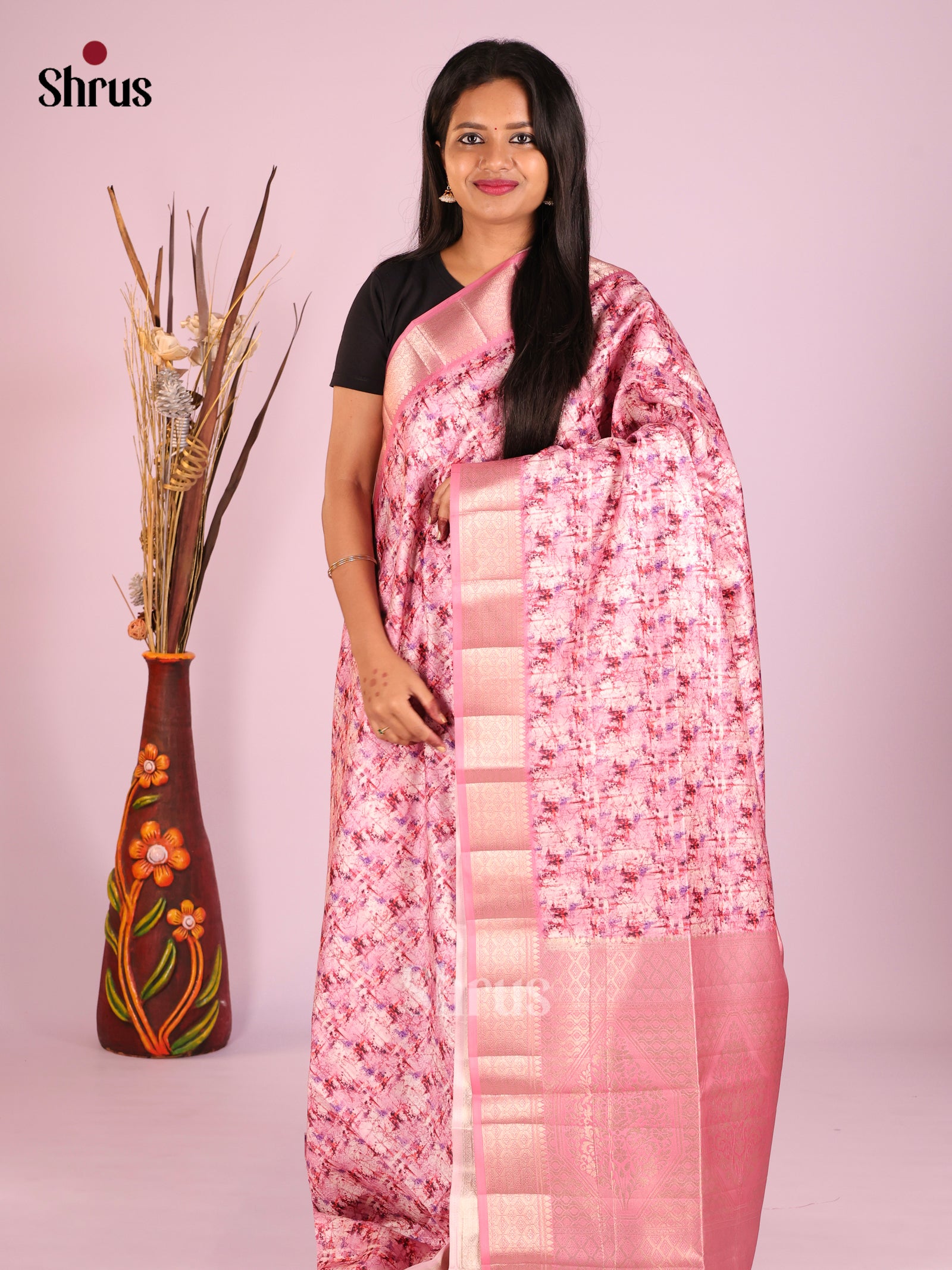 DHS25469 - Printed Semi Tussar Saree