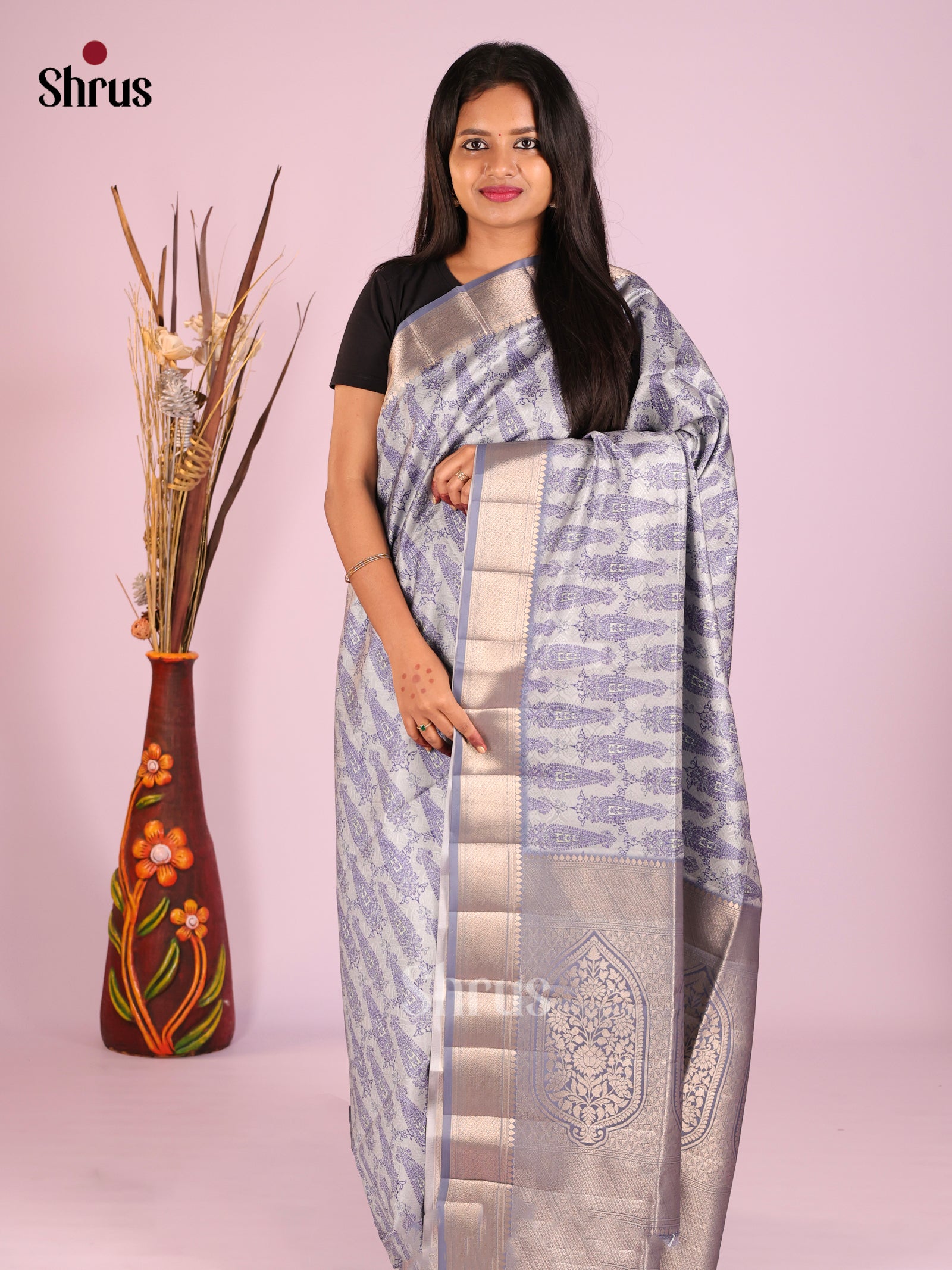 DHS25471 - Printed Semi Tussar Saree - Shop on Shrus.com